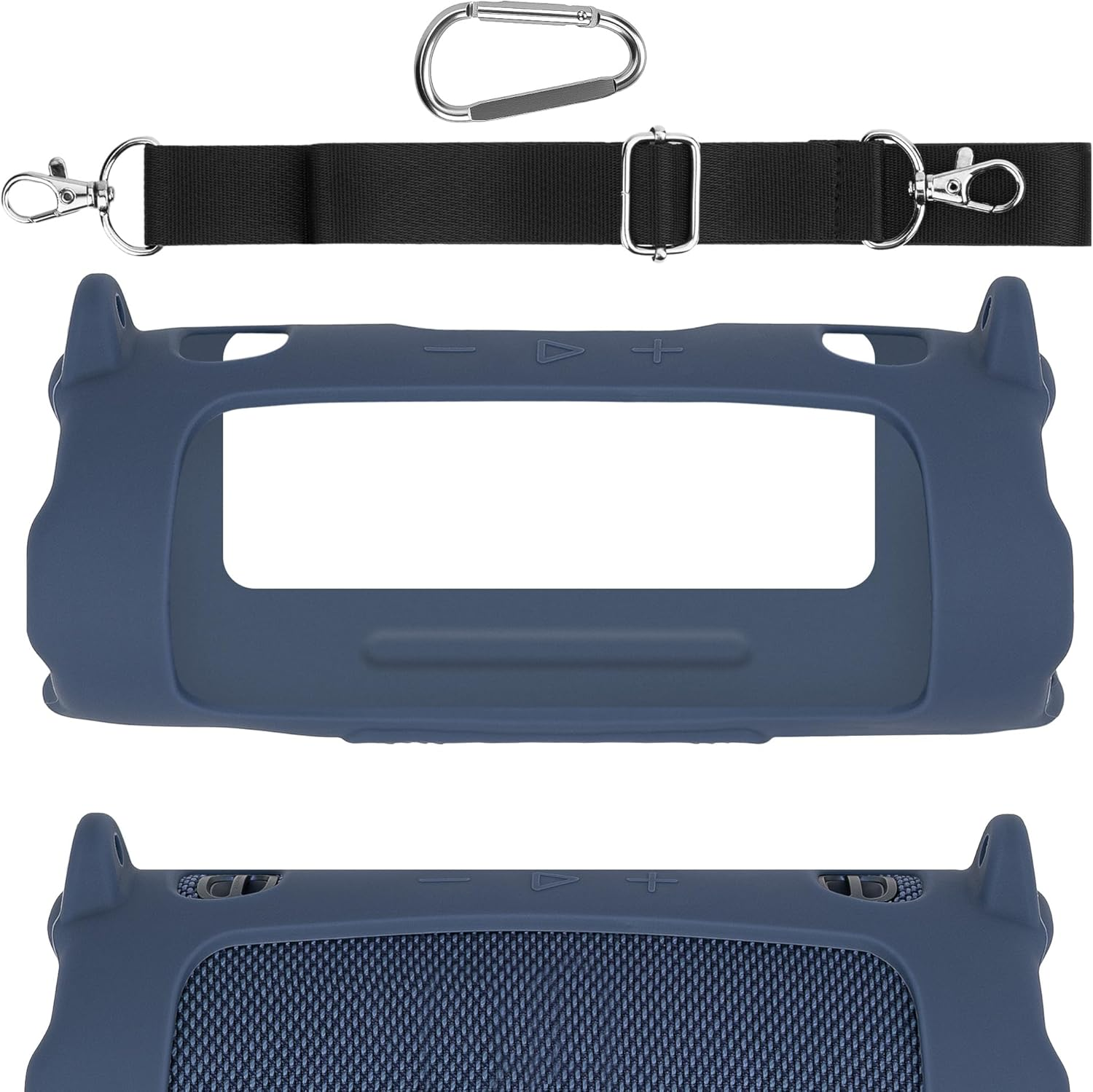 Geekria Silicone Speaker Case Cover Compatible with JBL Charge 6, Protective Soft Skin, Replacement Portable Speakers Travel Carrying Sleeve with Shoulder Strap (Blue)