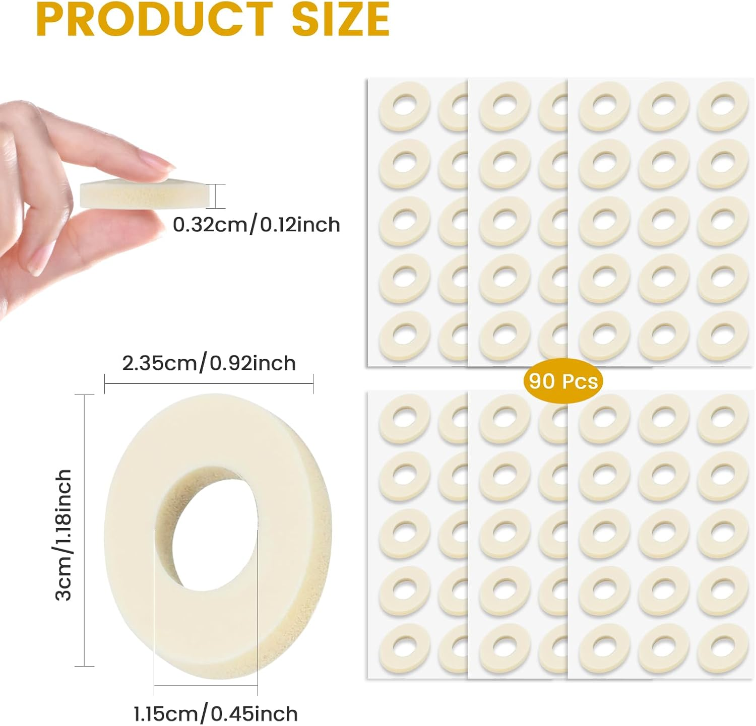90 Pcs Corn Cushions for Toes and Feet, Oval Shapes Self-Stick Adhesive Latex Foam Pads, Corns, Blisters and Feet from Pressure and Friction, Callus Cushions for Foot Comfort and Pain Relief image number 4