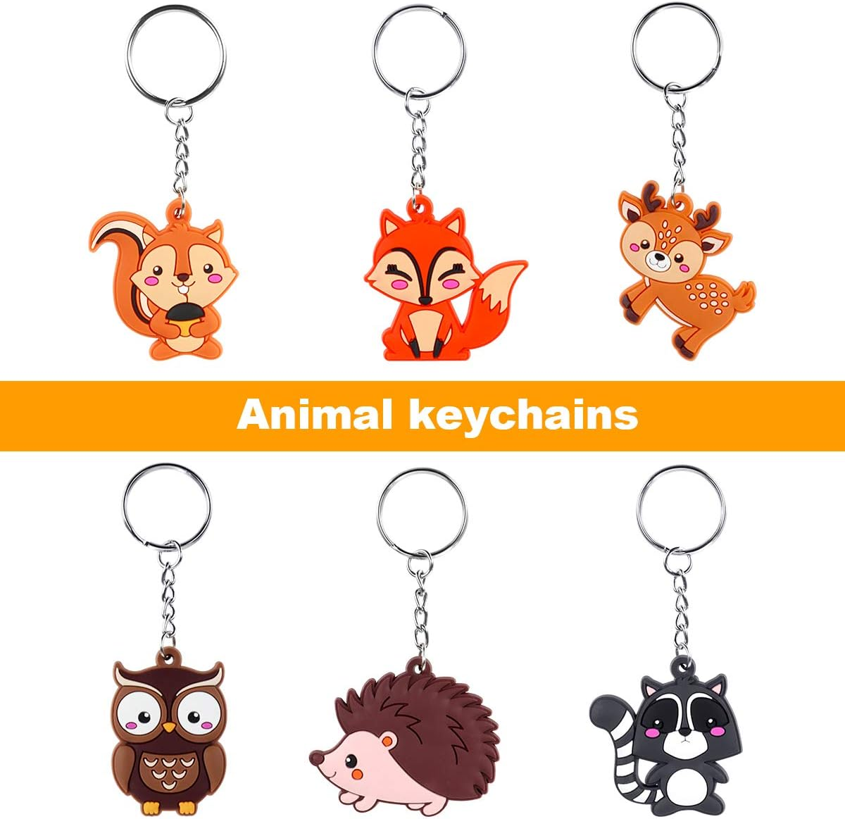 Imagitek 24 Pack Woodland Animal Keychains for Woodland Party Supplies Favors, Kids Party Bag Fillers, School Carnival Rewards image number 4