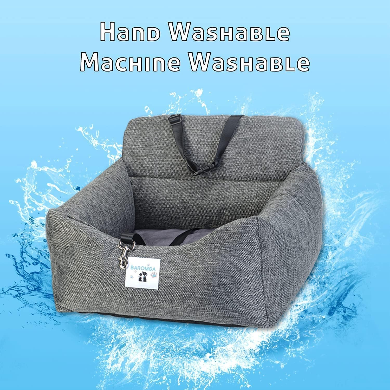 Forubar Pet Dog Car Booster Seat, Portable Pet Travel Safety Car Seat, Waterproof Dog Travel Bed Bag, Portable Folding Carrier with Seat Belt Removable/Adjustable (Medium) image number 5