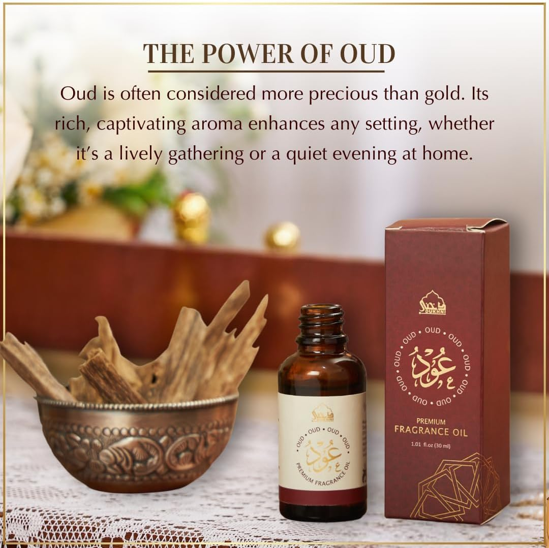 Oud Diffuser Oil by Dukhni | 30Ml Arabic Fragrance Oil for Diffuser & Humidifier | Premium Oudh Essential Oil Blend I Relaxing Aromatherapy Oil for Home | Long-Lasting Scent image number 3