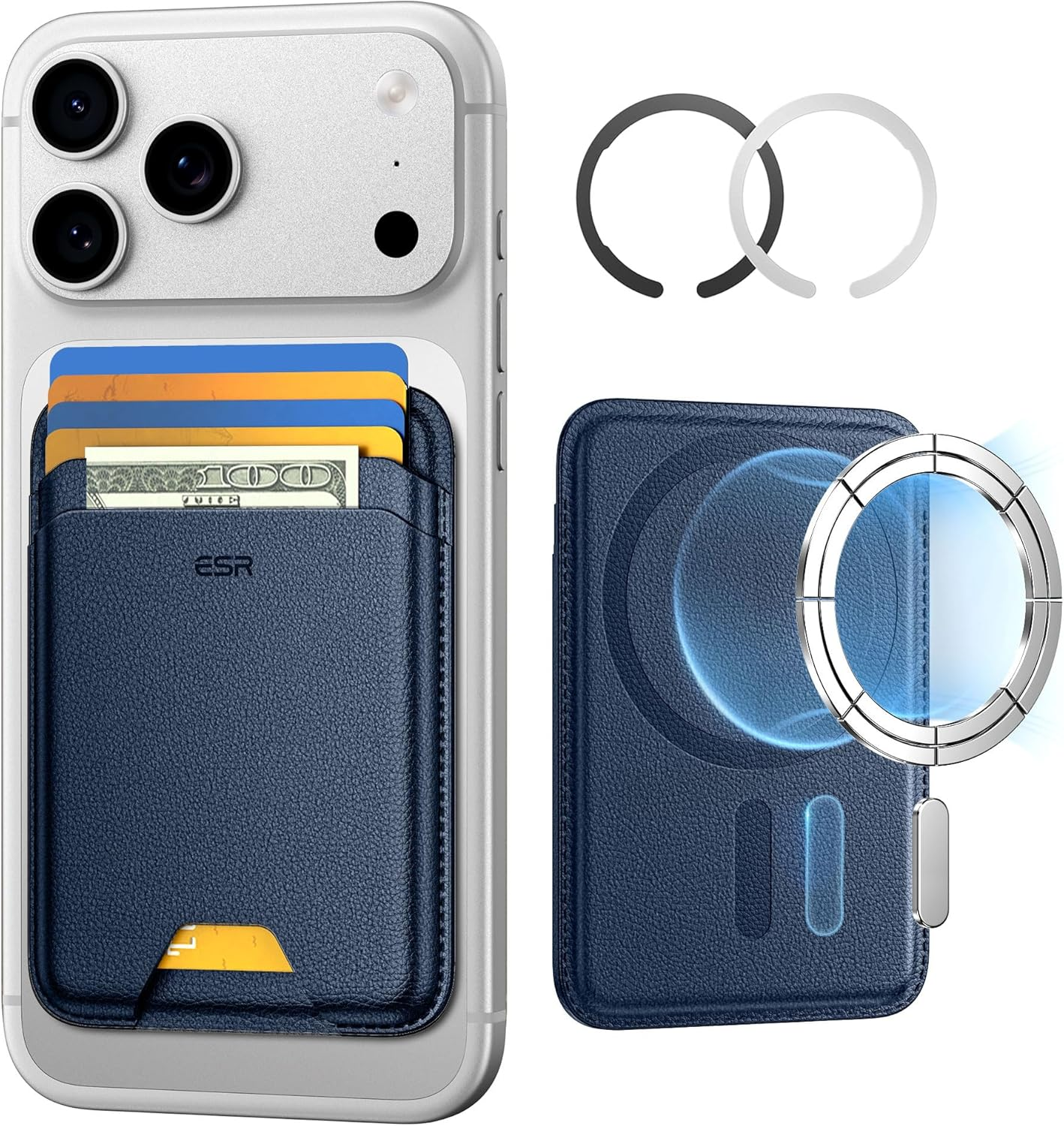 ESR for Magsafe Wallet, 5-Card Holder with RFID Blocking, Magsafe Sticker Included, Slim Magnetic Wallet for Iphone 17/16/15/14/13/12 Series and Selected Samsung Devices, Not for 13/12 Mini, Black