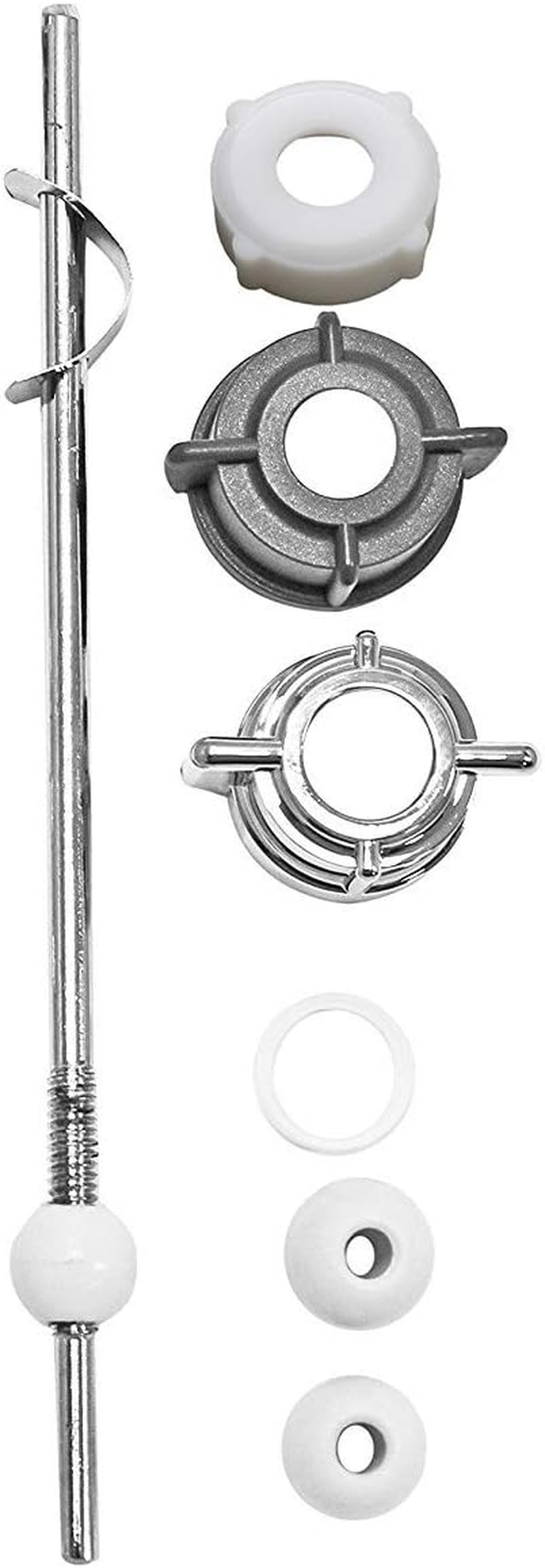 PF Waterworks Universal Lavatory Pop-Up Drain Ball Rod/Center Pivot Rod Replacement Kit - Threaded Adjustable Ball Rod + 3 Nuts (Universal, Moen, Pfister) + 3 Sizes of Balls + Clip, PF0903