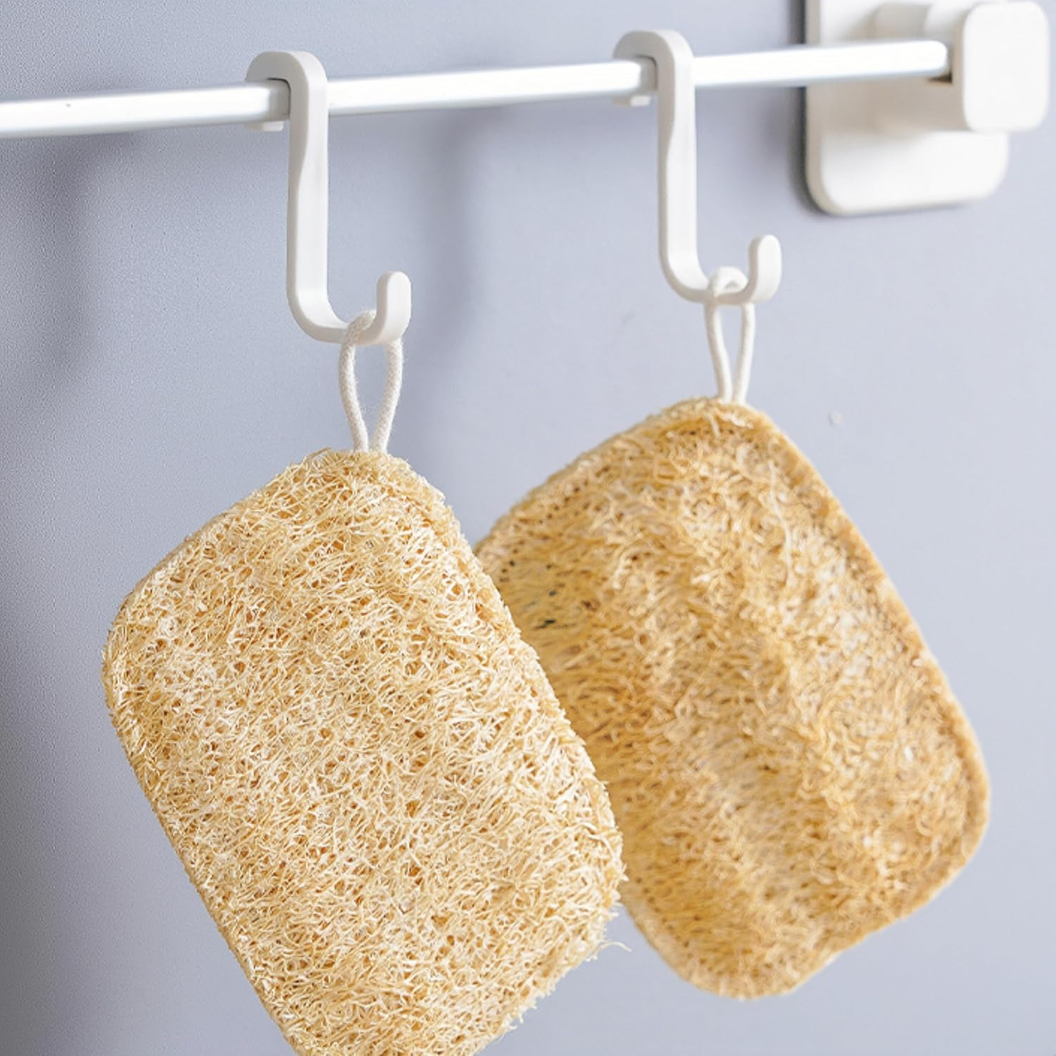 Shoyisenka 2 Pack Pure Natural Loofah Sponges - Eco-Friendly Exfoliating Body & Kitchen Scrub Sponge for Bath/Shower, Organic Multi-Purpose Skin Care Tool with Soft Touch for Adults