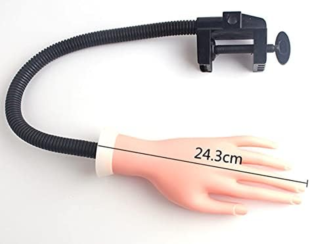 Nail Art Soft Practice Hand with Flexible Stand Desk Clamp, Beauties Factory Moveable Training Hand Trainer Practice Kit False Hands for Nail Design Practice Tool image number 1