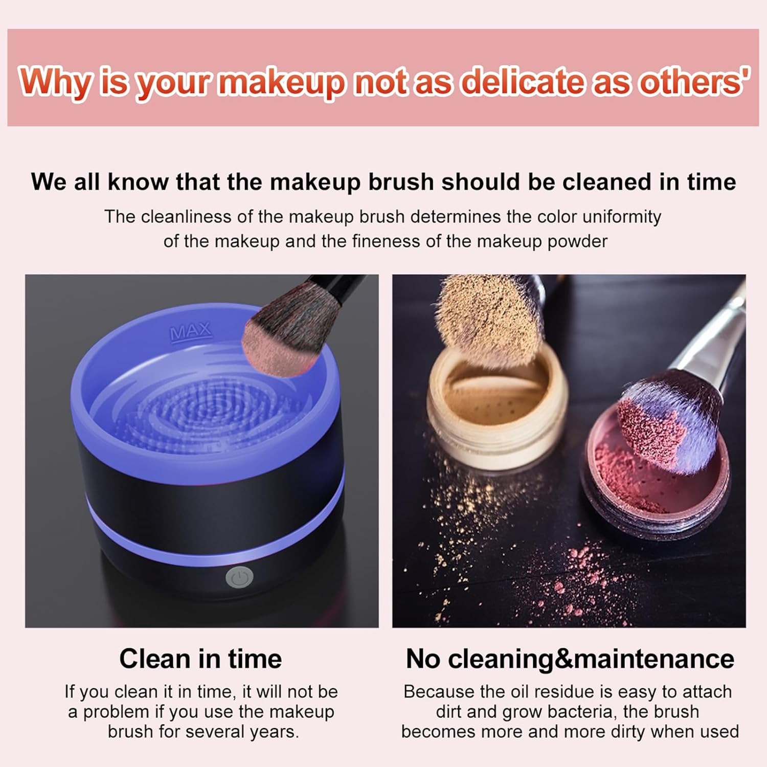 Roseflower Makeup Brush Cleaner, Automatic Makeup Brush Cleaners, Rotating Multifunctional Deep Cleaning Machine for Makeup Brush Makeup Tool- Effective Cleaning