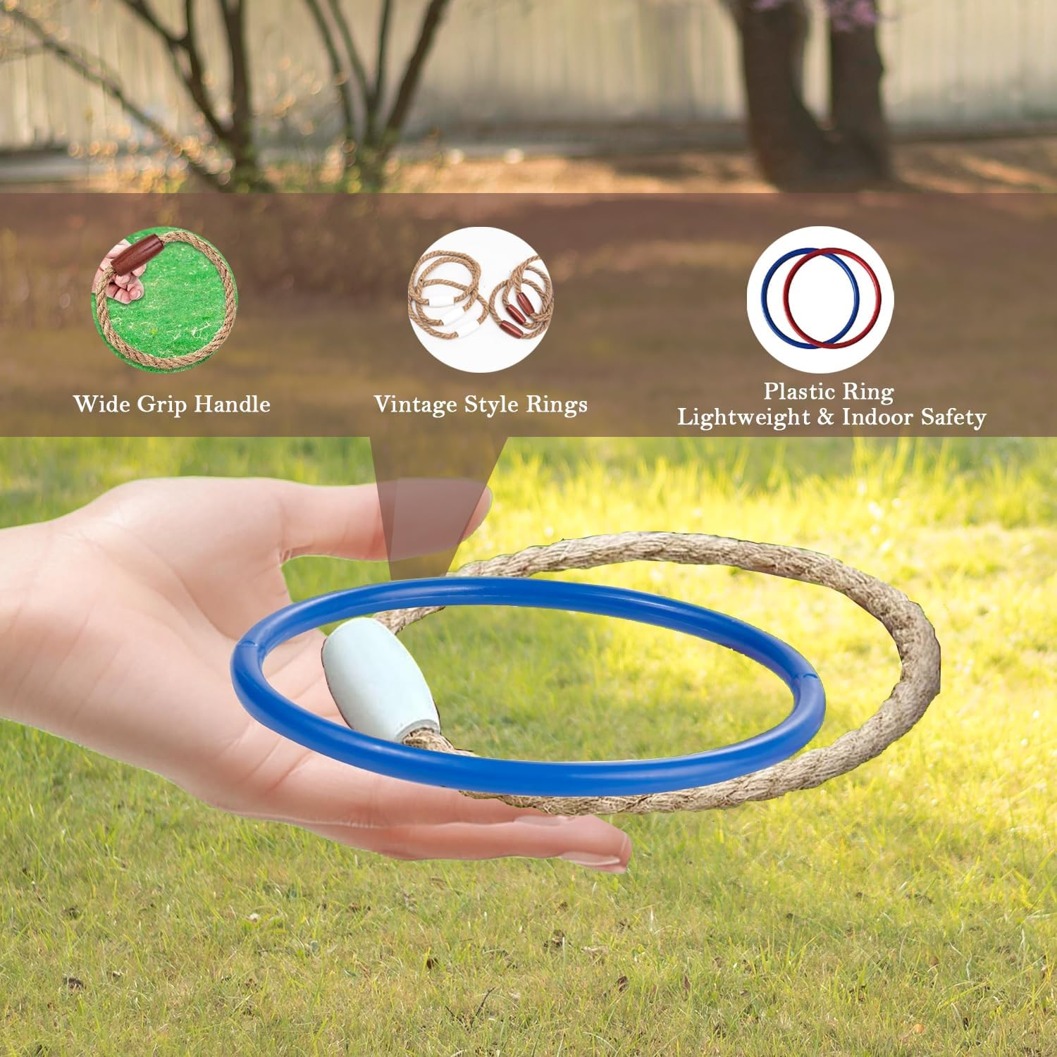 Ring Toss Set for Adults - Sociable Backyard & Patio Game with Portable Case - Ideal Outdoor Activity for Easter & Celebrations - Wooden Hoop Toss Kit image number 1