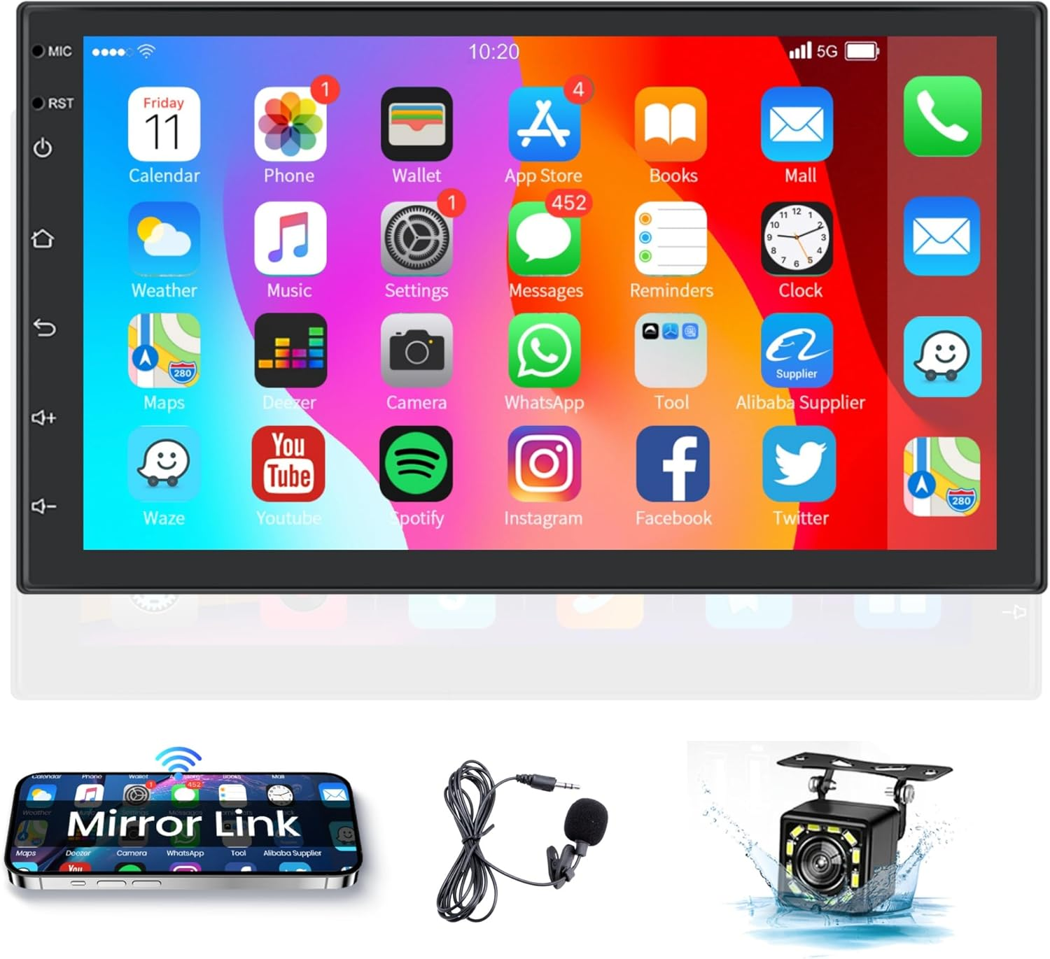 Rimoody 7 Inch Android Double Din Car Stereo Mirror Link, Touchscreen Car Radio 2 Din with GPS Navigation Bluetooth FM RDS Wifi USB Backup Camera 1G 32G image number 2