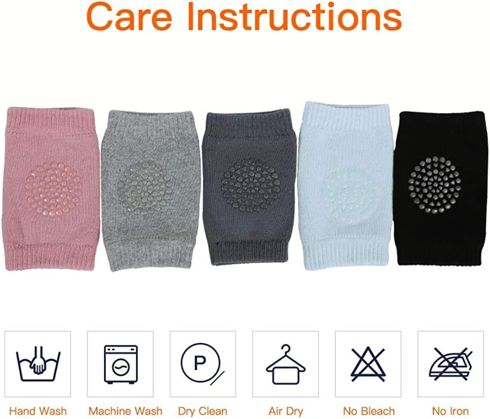 5 Pairs Baby Knee Pads for Crawling Toddlers Crawling Socks Adjustable Anti-Slip Elbow Leg Warmers for Boys and Girls