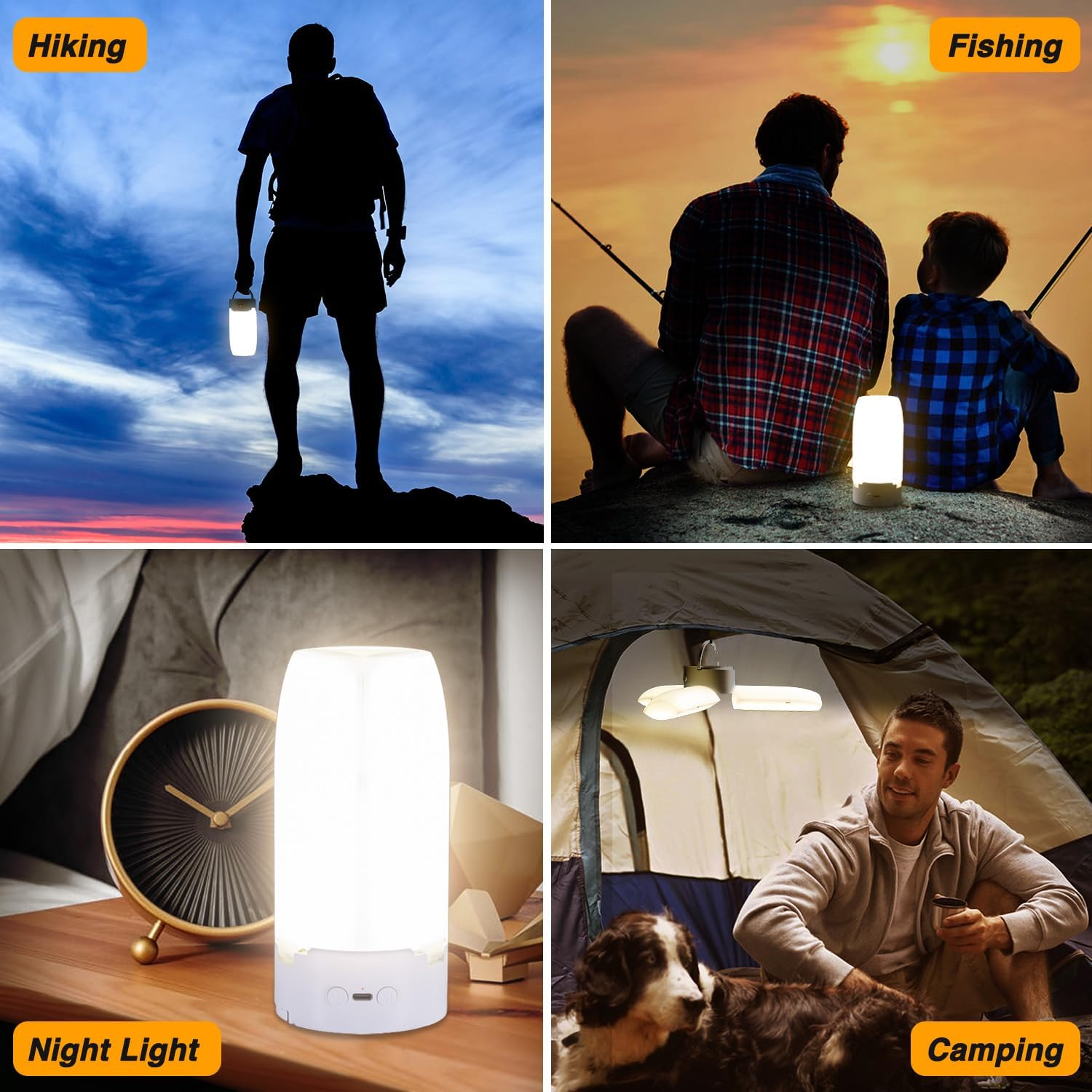 Owwasd LED Camping Lantern, Camping Lights Dimmable Touch 4400 Mah Emergency Light, IPX4 Waterproof, Battery Lamp for Camping, Adventure, Fishing, Blackout Emergency Equipment image number 5