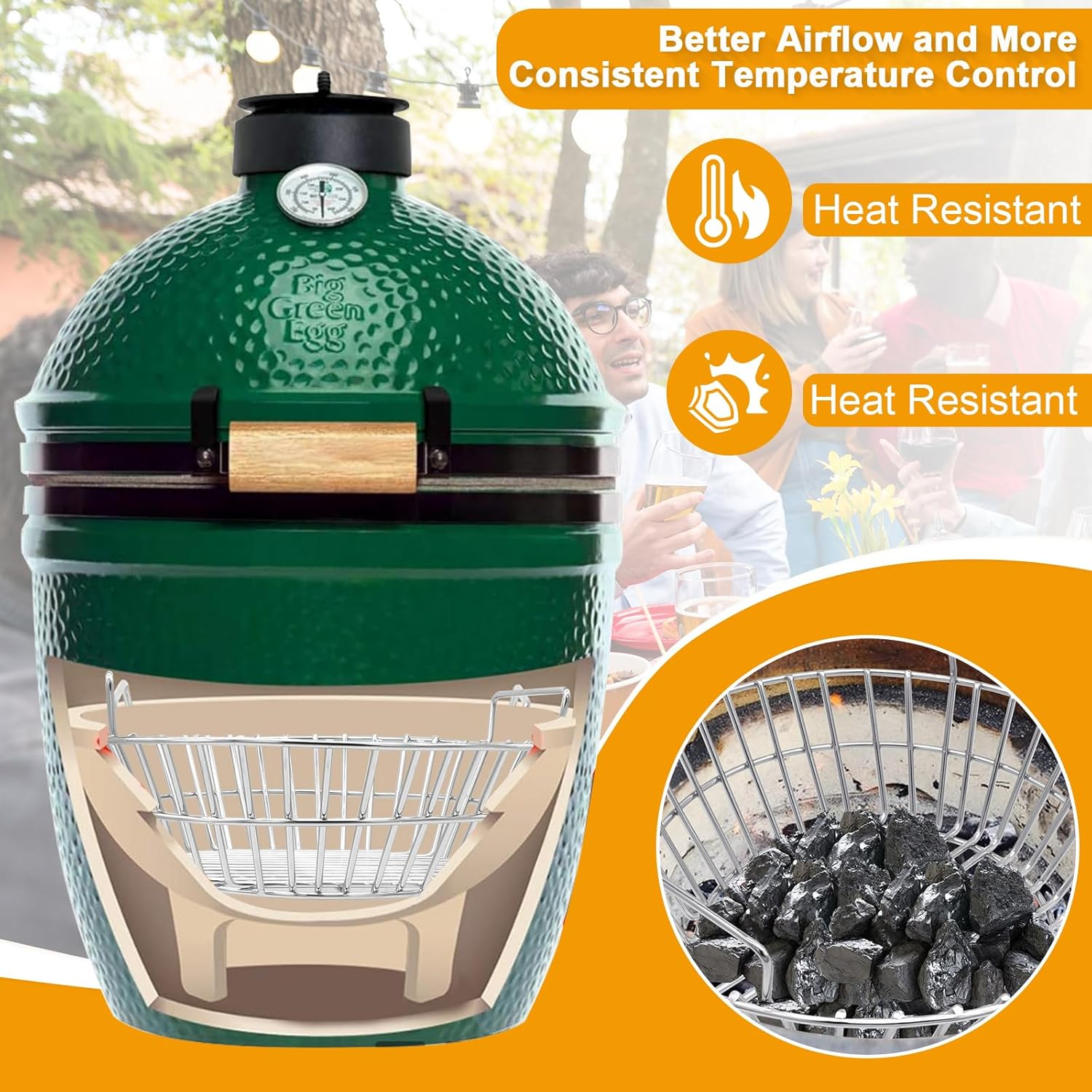 14 Inch Stainless Steel Charcoal Grill Ash Basket for Large BGE Kamado Joe Classic and Other Similar Grills image number 2