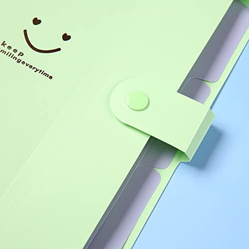 A4 Folder Plastic Folder Insert Storage Bag Storage File Organ Folder File Folder Waterproof File Bag Test Paper Bag Information Booklet 5 Grids 4 Packs (Grass Green + Blue + Light Pink + Purple)
