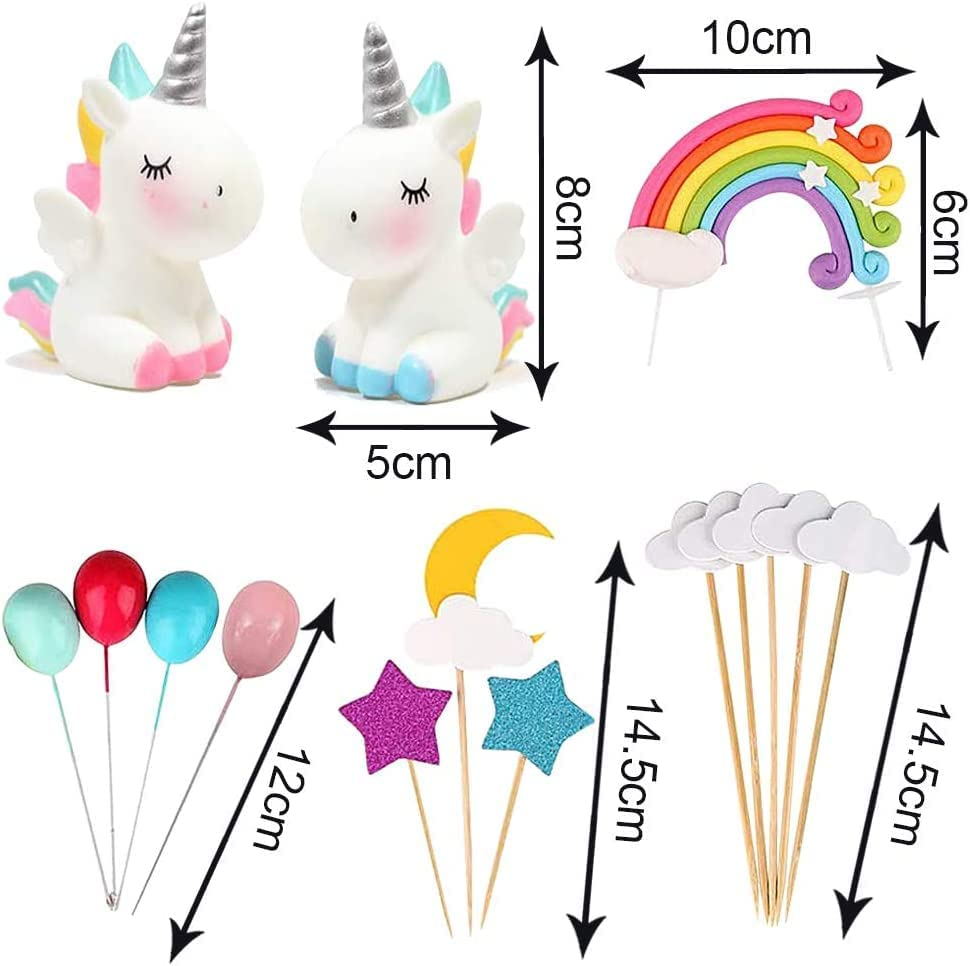15 Pcs Unicorn Cake Toppers Cloud Rainbow Star Balloon Cupcake Topper Kit Cake Decorations Stand up Wafer for Girls Women'S Birthday Wedding Baby Shower Unicorn Party Decorations image number 6
