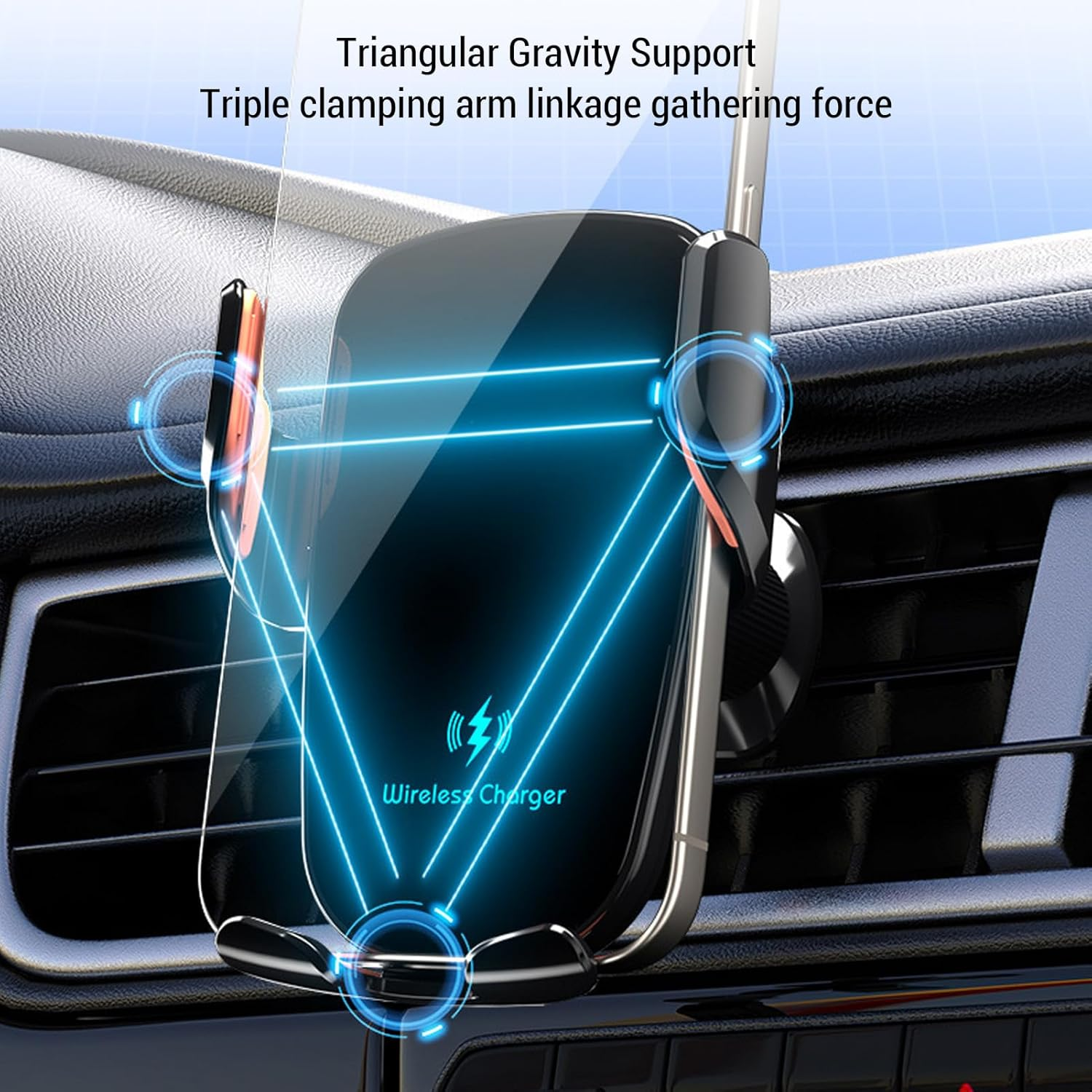 Eosnow Wireless Car Charger 15W Fast Charging Auto Sensor Smartphone Holder Adjustable Viewing Angles Car Mount Compatible with Iphone Samsung Galaxy All 4.7 to 7.2 Inch Phones image number 4