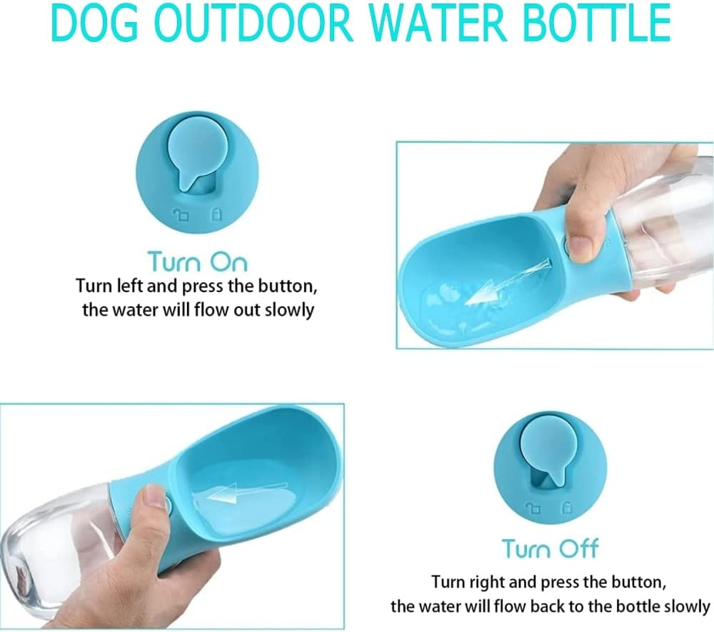 Dog Water Bottle, Large Capacity Dog Water Bottle with Food Container,Outdoor Portable Water Dispenser for Dogs,Puppy,Cats for Walking,Hiking,Travel (19Oz Blue) image number 5