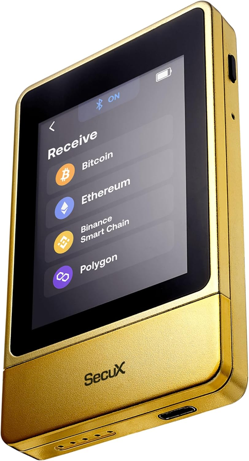 Secux Neogold - Crypto Wallet W/Intuitive Touchscreen, Bluetooth & USB-C, Manage Bitcoin, Ethereum, Nfts, Tokens, & Cryptocurrency with Military-Grade Security and User-Friendly Interface image number 6