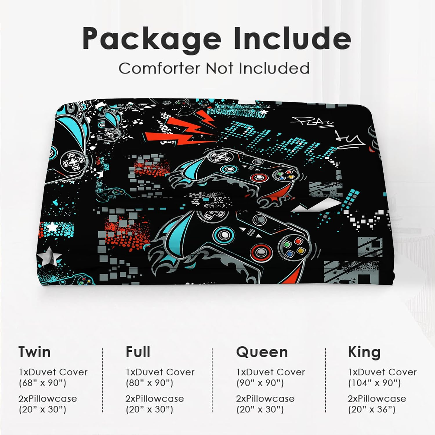 UIAMT Gaming Bedding Set Twin Queen King Full Size Gamer Comforter Set for Kids Teens Boys Girls Man Women Bedroom Decor Video Game Cozy Quilt Bedspread Gamepad Bed Duvet Cover Gifts 80"X90" image number 3
