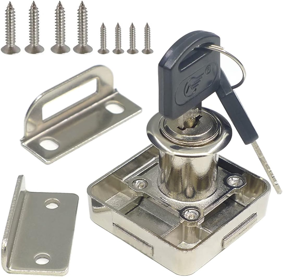 Cabinet Double Door Lock Cabinet Drawer Lock Safety Lock [Keyed Alike] Double Latch Door Lock [Mounted on Right Side Door]. for (3/5"-/15Mm -7/8"-/22Mm) Door Panels (1 Pack) image number 4