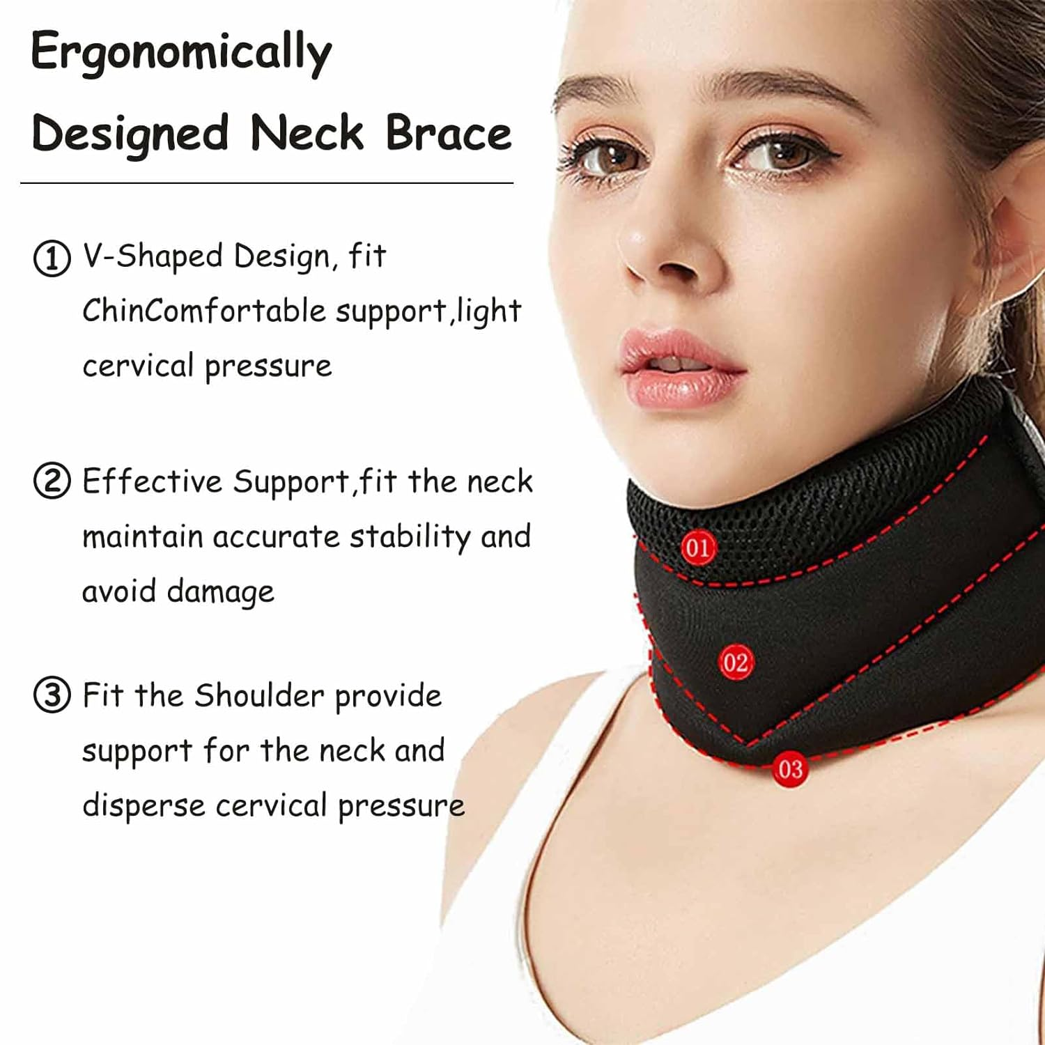 Cervicorrect Neck Brace,Soft Foam Neck Collar for Sleep,Neck Alignment and Snoring Relief,Cervical Spine Corrector Brace for Women and Men,Relieves Neck Pressure(Black) image number 4