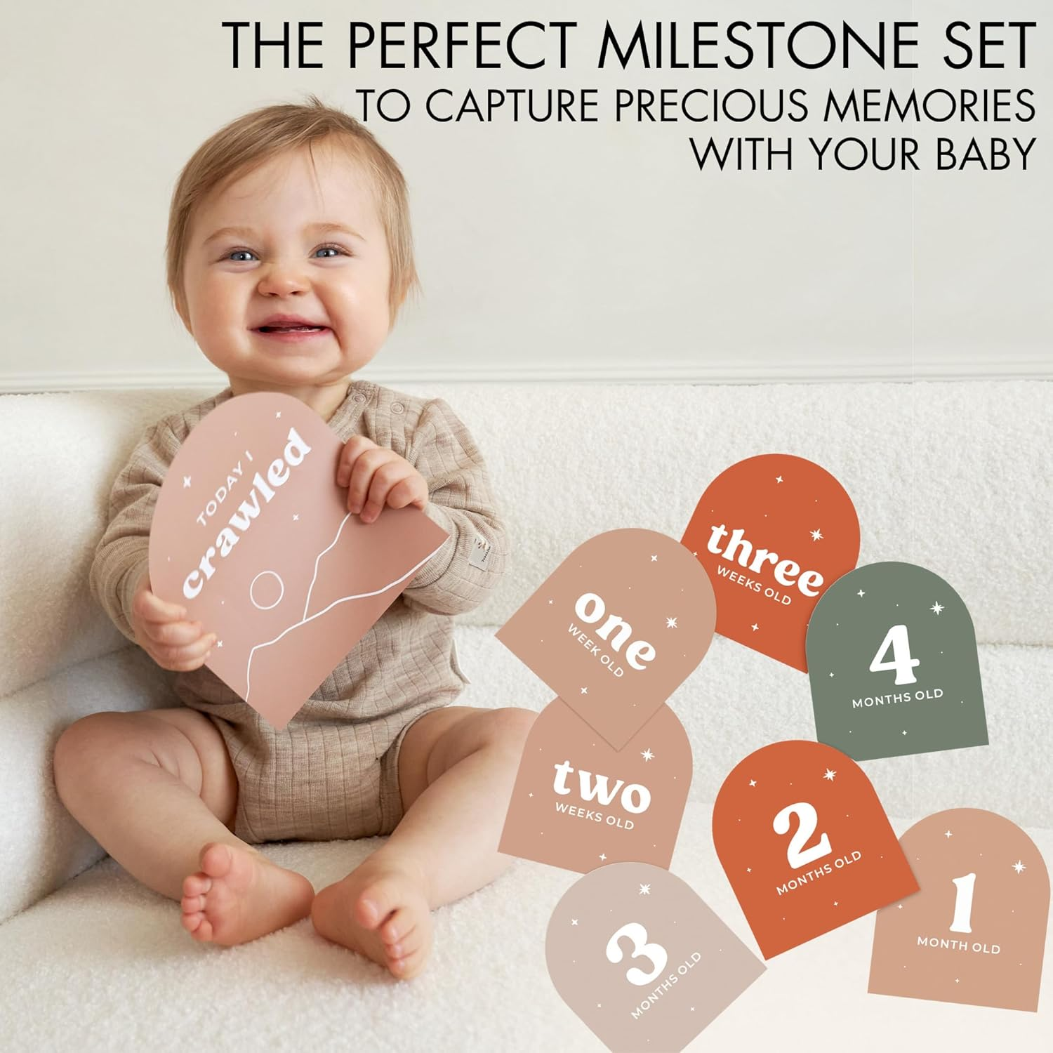 Beautiful Baby Monthly Milestone Cards - the Perfect Cards for Adorable Milestone Pictures of Your Newborn Boy/Girl - 15 Reversible Paper Set Incl. Welcome Home & Hello World Sign Are a Great Gift image number 4
