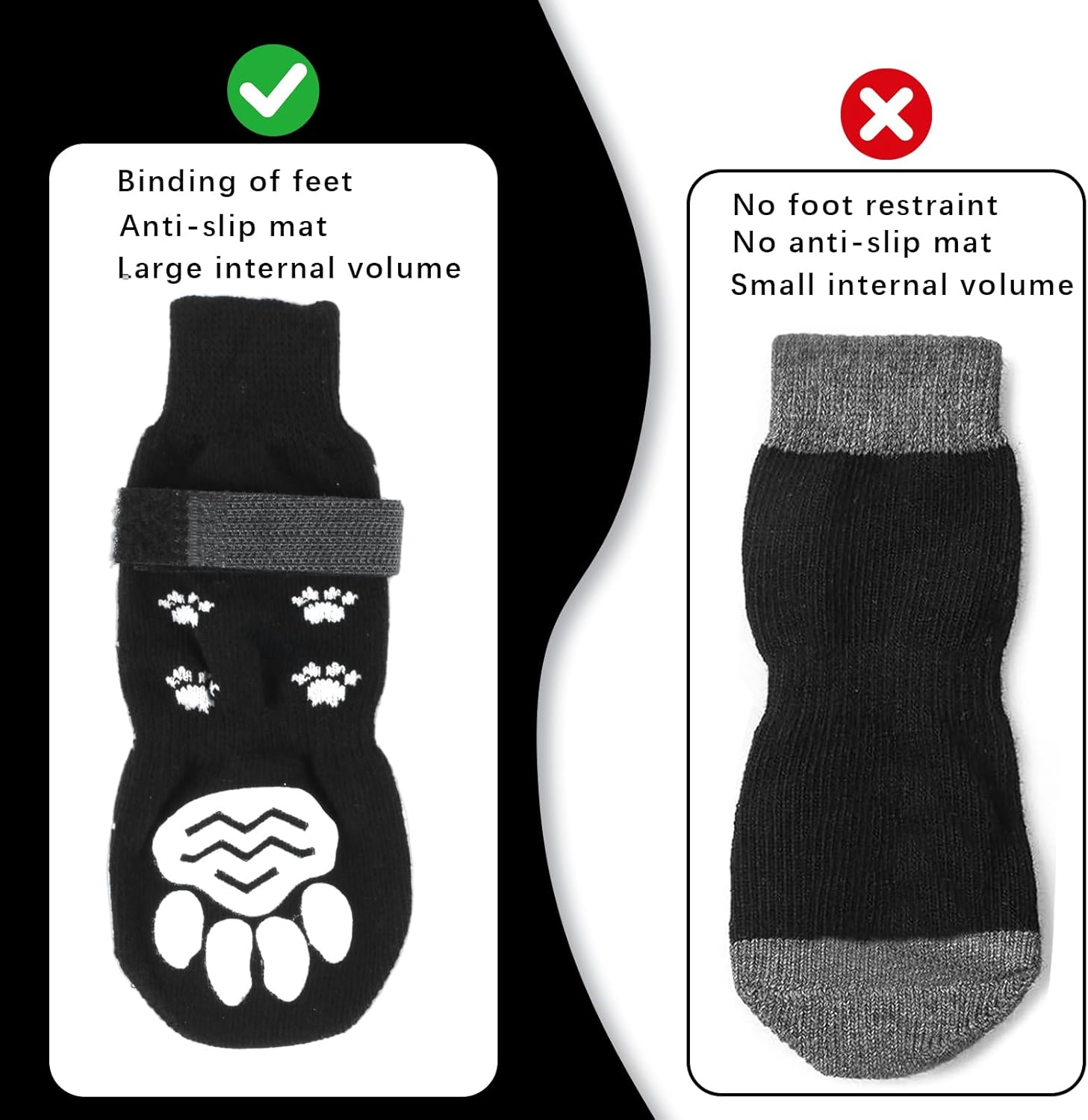 2 Pairs White Anti-Slip Dog Socks with Adjustable Straps, Paw Protectors to Stop Licking for Injured Paws, Indoor Outdoor Boots for Hardwood Floors (M) image number 1