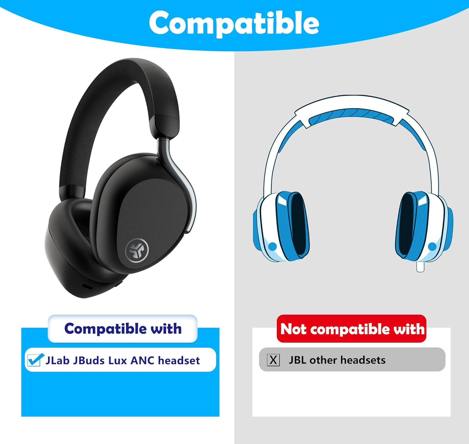 Jbuds Lux Replacement Ear Pads for Jlab Jbuds Lux ANC &ndash; Soft Protein Leather & Memory Foam Cushions Compatible with Jbuds Lux Headphones image number 5