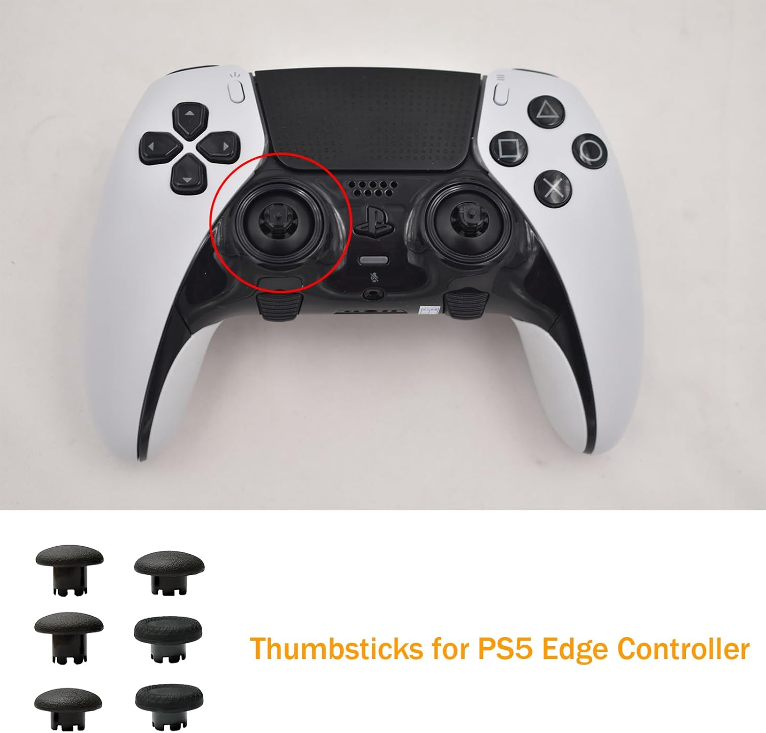 Thumbsticks for PS5 Edge Controller, Thumbsticks Paddles Replacement for PS5 Dualsense Controller, 6 in 1 Accessories Parts for PS5 Dualsense Edge Controller Analog Joystick Repair Kit (Black)