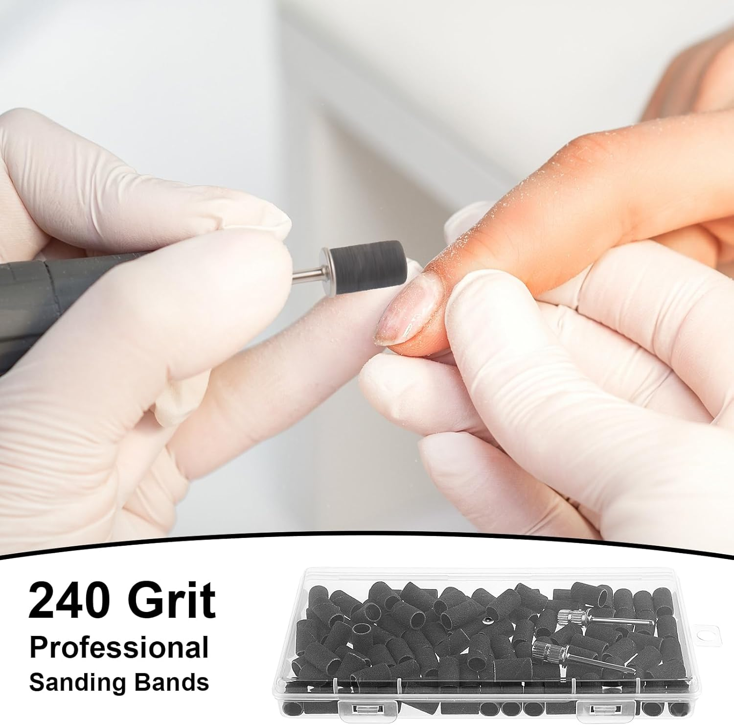 Difenni Sanding Bands for Nail Drill,Sanding Bands Nail Drill Bits 100Pcs Nail Sanding Bands Fine Grit #240 with 3/32&rdquo; Nail Sanding Bit for Manicure & Pedicure image number 4