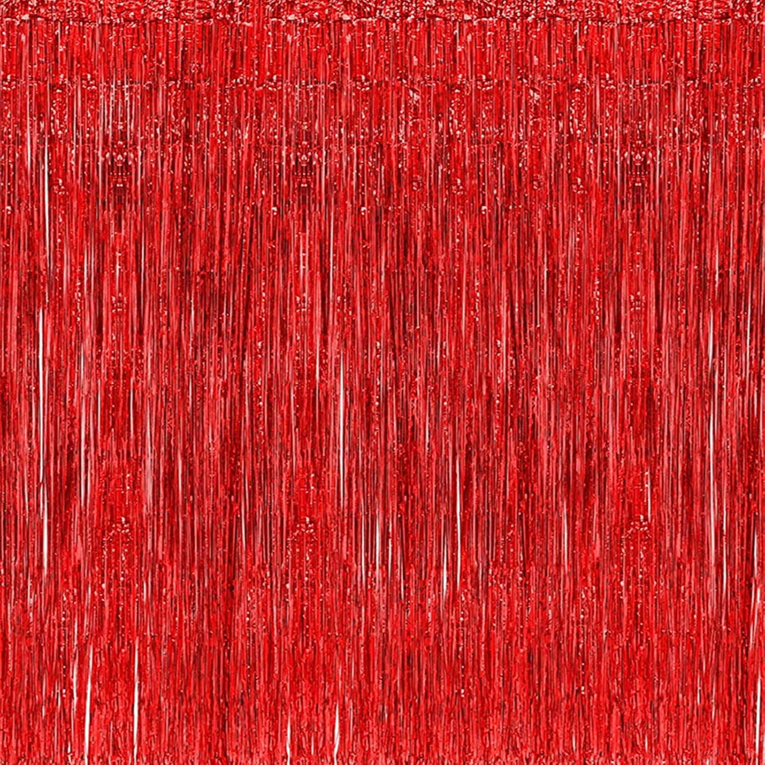 2 Pcs 3.2Ft X 8.2Ft Shiny Hot Pink Metallic Tinsel Foil Fringe Curtains Photo Booth Backdrop for Birthday Wedding Holiday Celebration Bachelorette Party Decorations (Hot Pink)