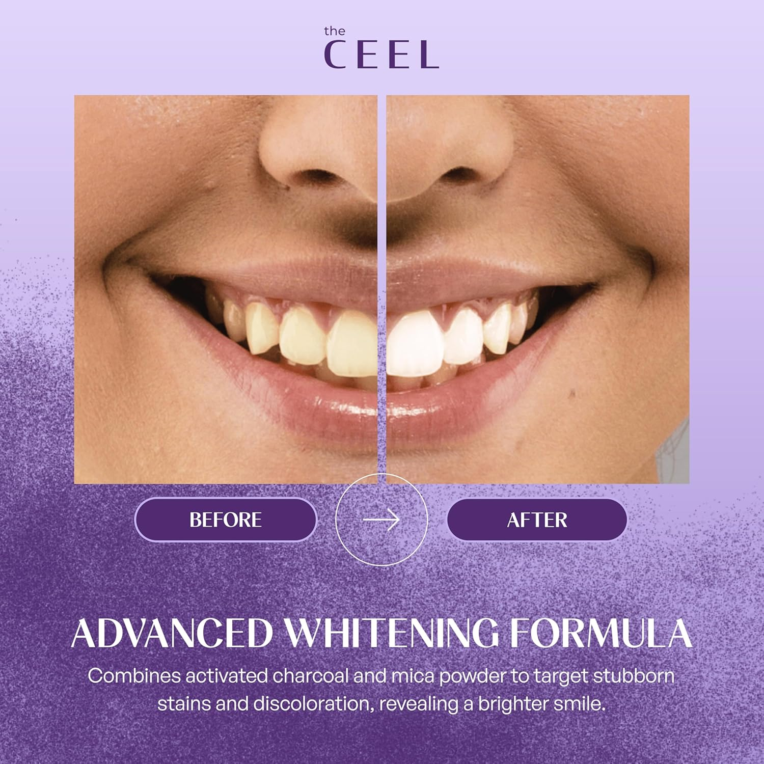 Purple Teeth Whitening Tooth Powder with Activated Charcoal & Mica - Color Correcting Yellow Teeth Oral Care Formula with Mint & Xylitol - Fresh Breath, Healthy & Brighter Smile - 50G image number 5