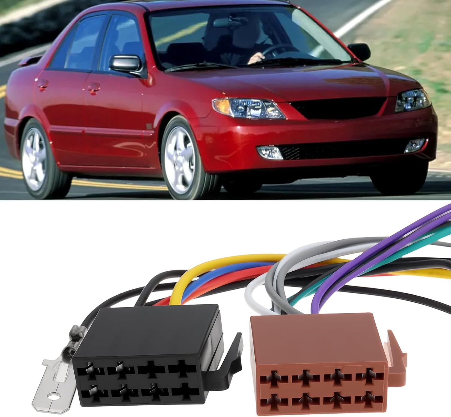 2Pcs 16-Pin Car Radio Adapter Cable ISO Harness Compatible with Mazda up to 2000 image number 2