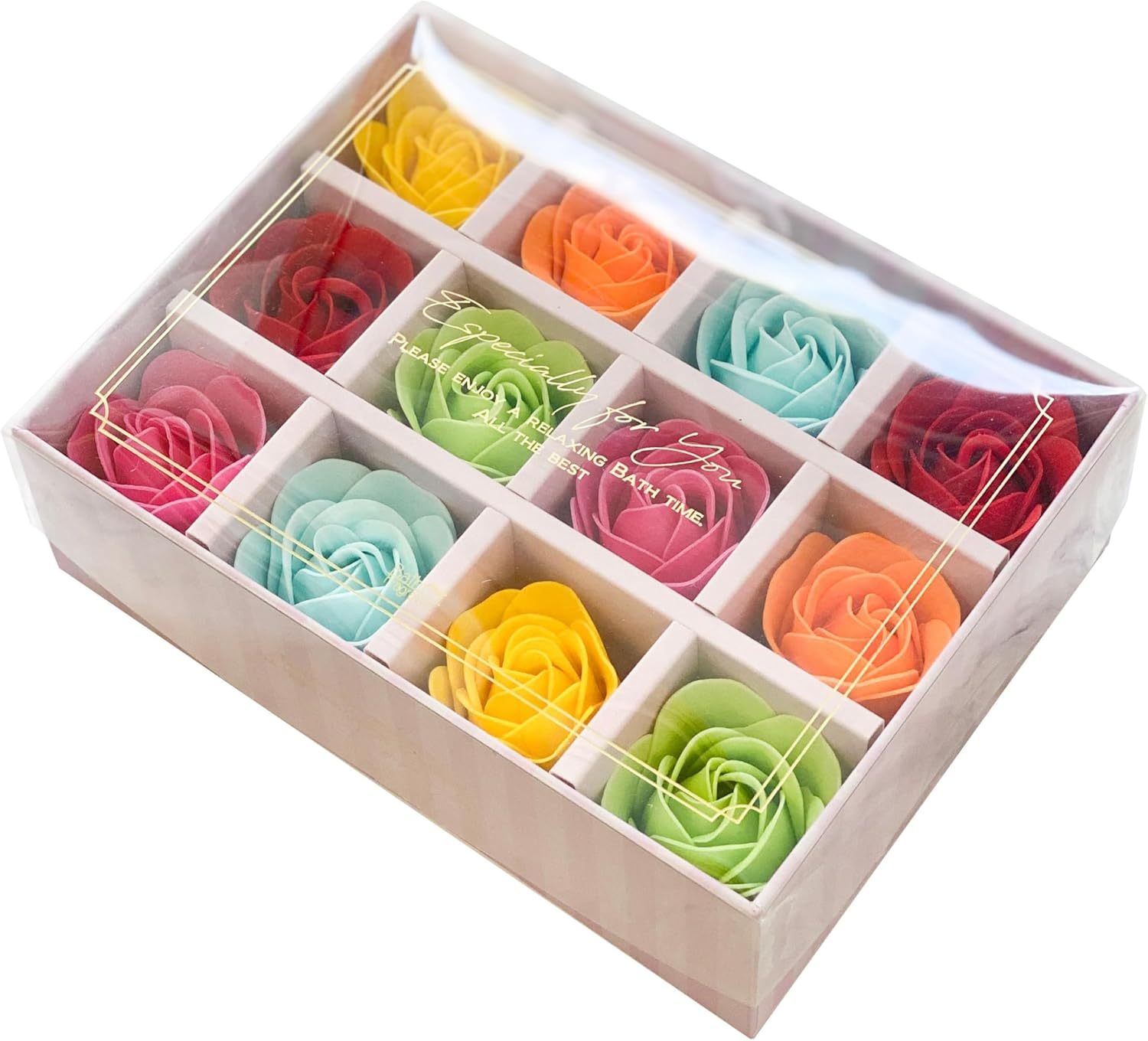 Q-FLA Bath Fragrance Flower Shaped Bath Salt, Set of 12 Colors, Colors