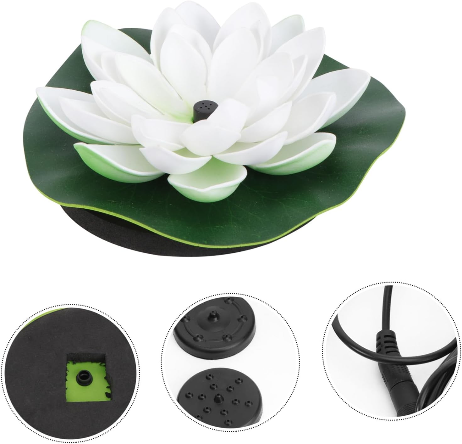 SEWACC Solar Powered Floating Water Pump Lotus Fountain with Nozzle Heads White Outdoor Decor Spray Height for Garden Pool and Aquarium image number 1