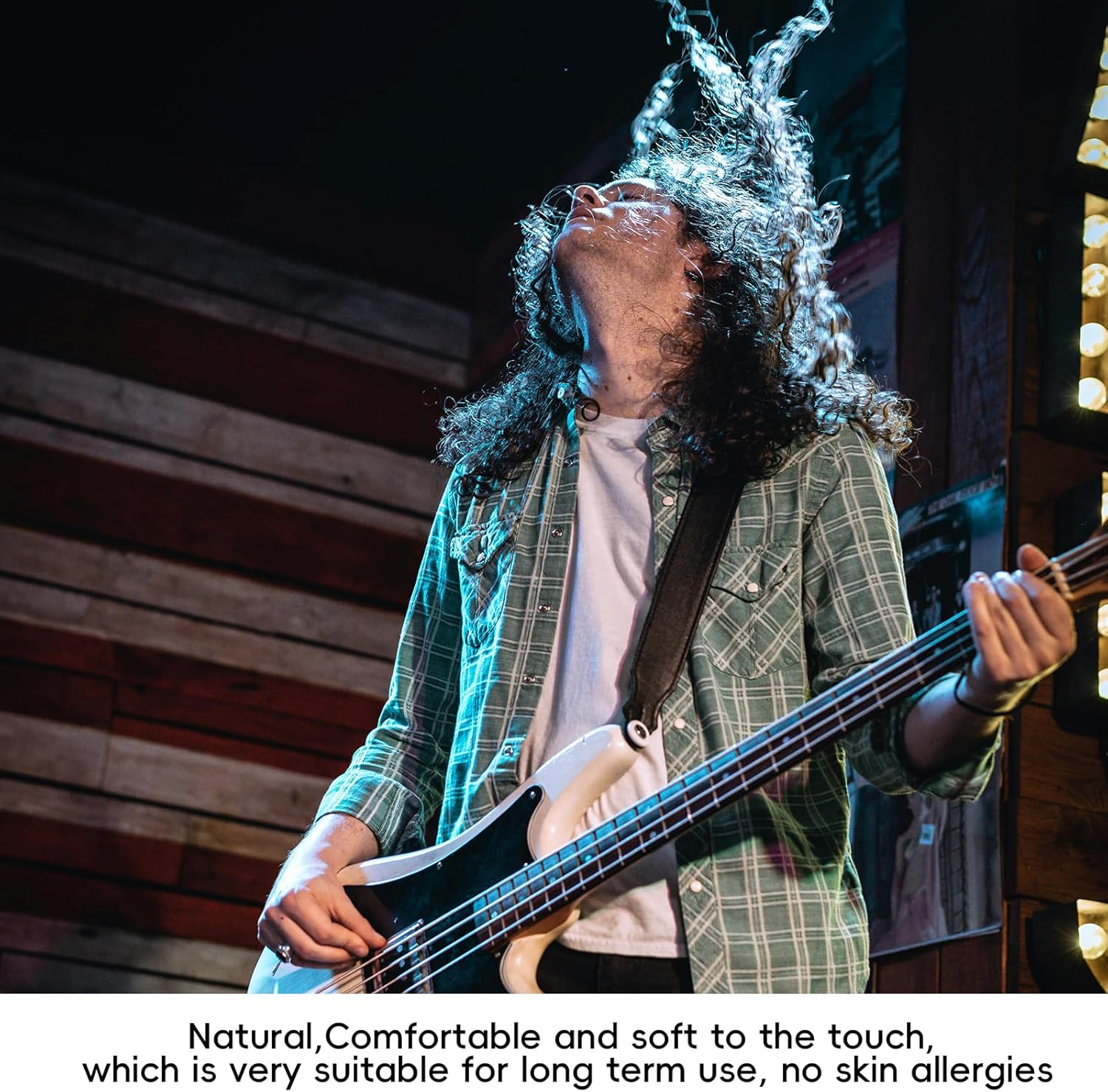 Xlihdzum Retro Hippie Rock Costume Men'S Long Curly Wig Black Curly- Disco Costume Men'S Party 70'S 80'S 90'S Mullet Wig for 80S Men Mens Wig Halloween Rave Cosplay image number 2