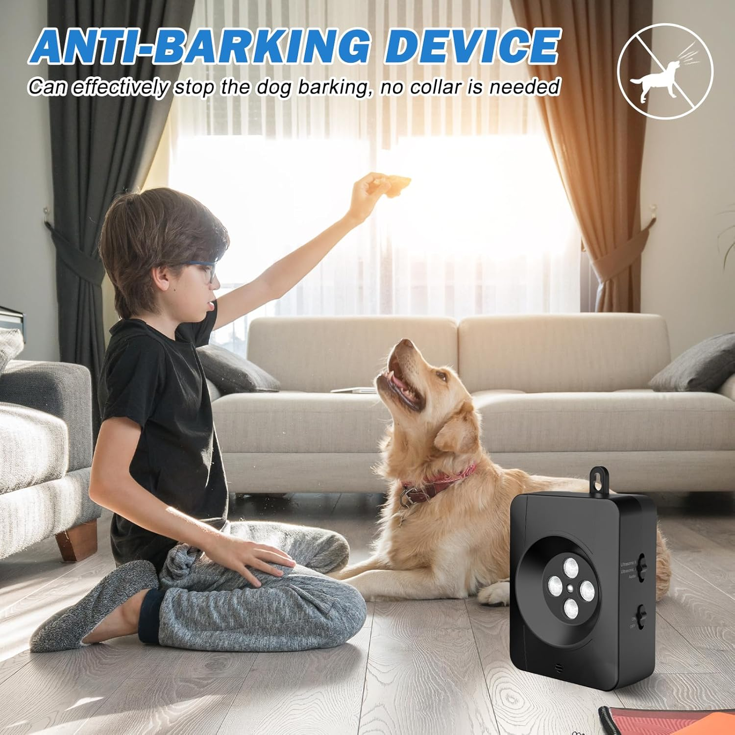 Anti-Bark for Dogs, anti Bark Device Dogs, 3 Levels Ultrasonic anti Bell Device, Pet Ultrasonic Dog Deterrent, Safe & Effective Dog Barking Deterrent, Outdoor Use for Large, Medium, Small Dogs image number 2