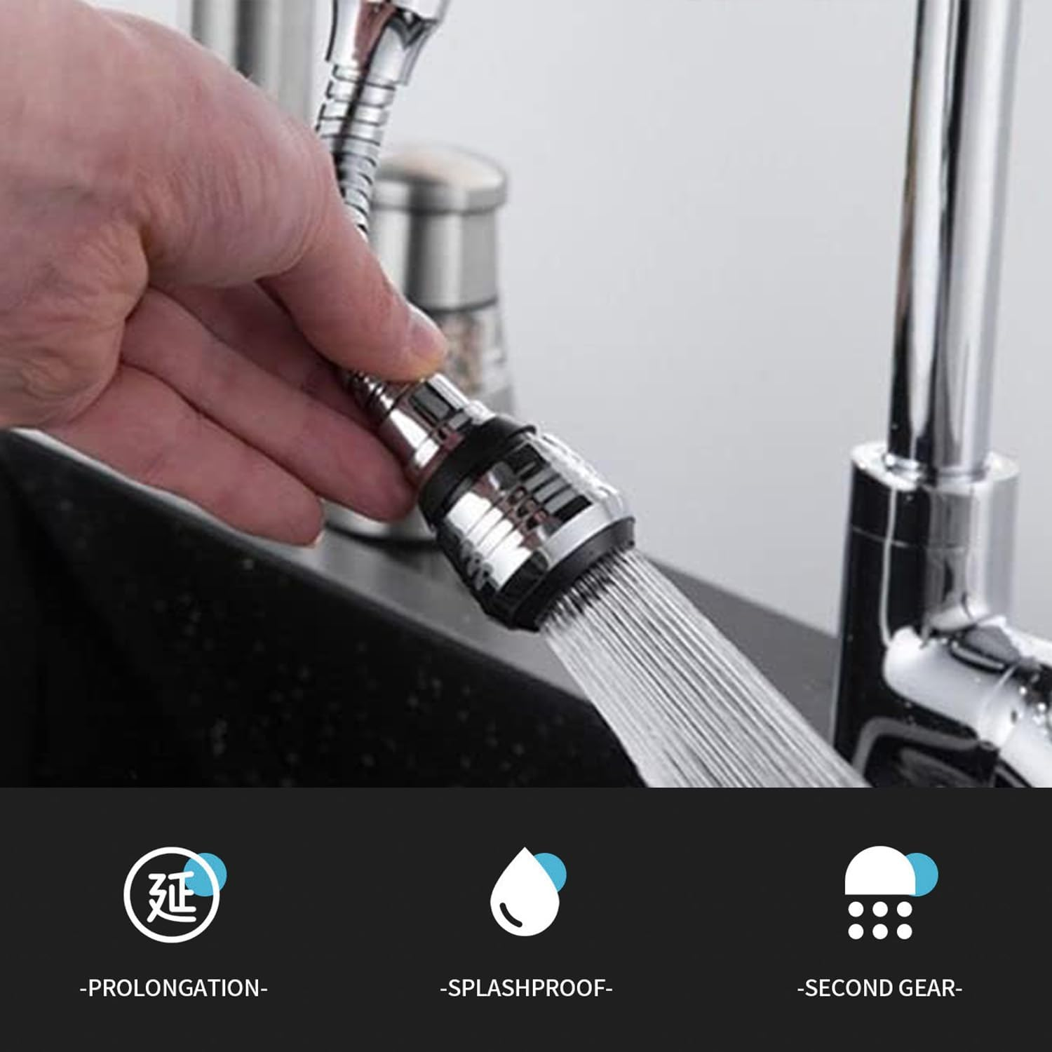 Kaoruo 360 Degree ABS with Universal Connector for Kitchen Sink Hot and Cold Water Faucet Sprayer Attachment Flexible Faucet Extender Aerator