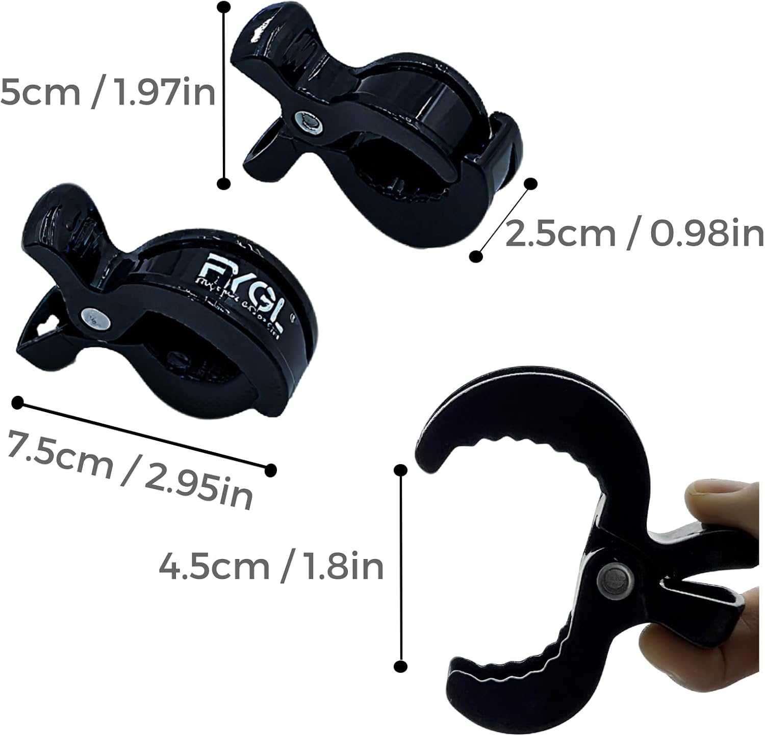 2 Pram Hooks & 2 Stroller Clips Combo | Heavy Duty Mommy Hook | Stroller Accessories for Bags and Diaper Bags - Black image number 1