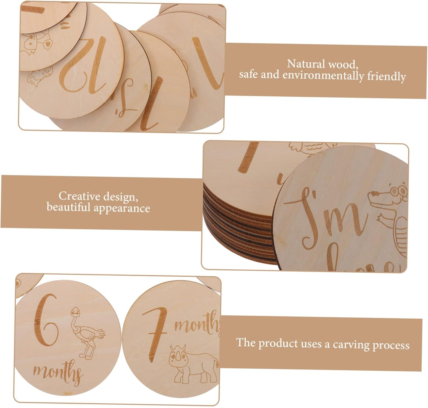 Hohopeti Monthly Milestone Wooden Sign Milestone Cards Birth Announcement for Newborn Photography Decor image number 3