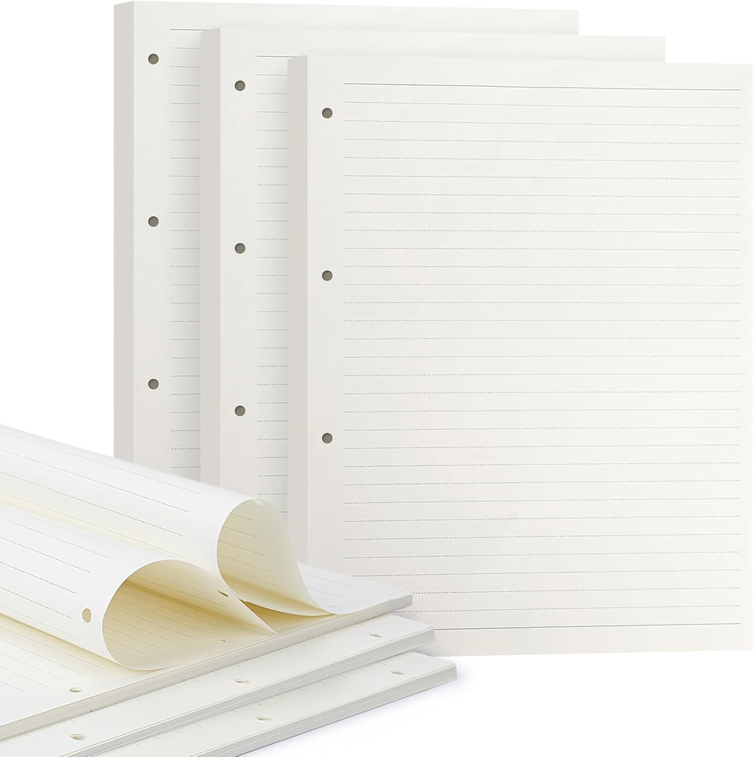 Songaa A4 Refill Paper [3 Packs] - 100GSM Thick Refill Paper, 135 Sheets (270 Pages) Refillable Paper 4-Hole Filler Inserts Loose Leaf Paper for 4 Ring Binder Folder Refillable Notebook (Lined Paper) image number 1