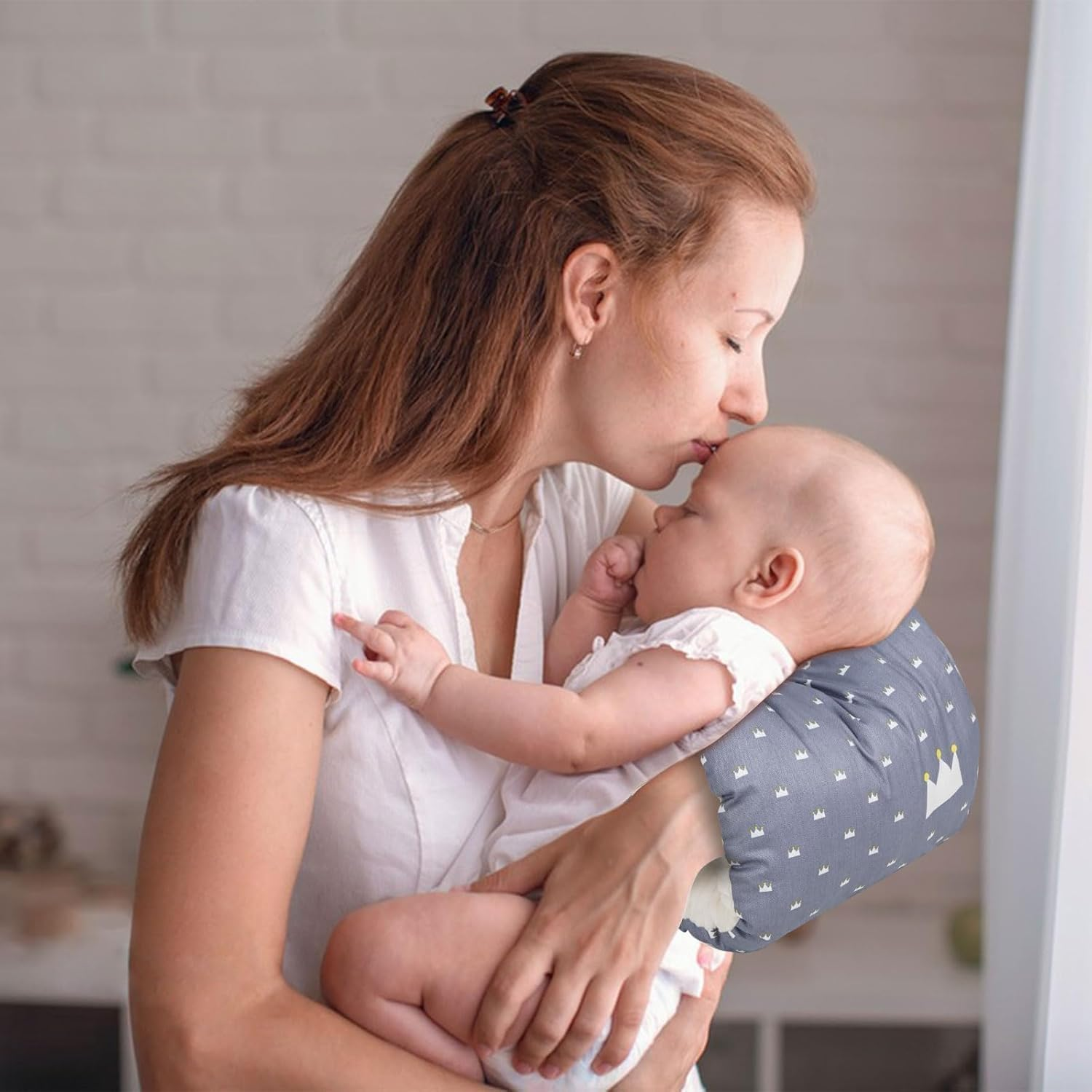 IONPSHG Breastfeeding Arm Pillow Removablesoft Cotton Bottle Nursing Arm Pillows Portable and Washable Ergonomic Nursing Essentials for Bottle Feeding Head Support Cushion Thickened (Grey) image number 6