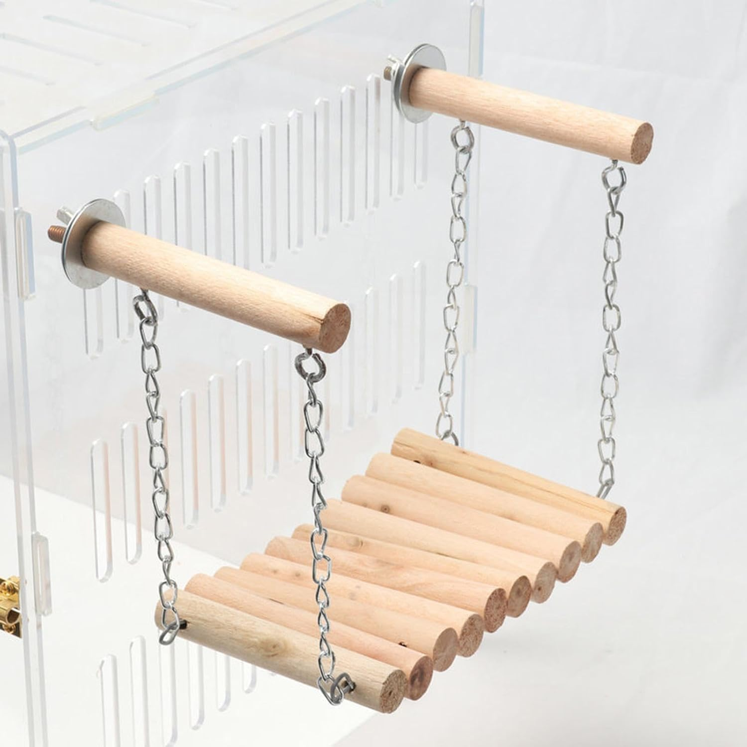 Bird Swings for Parakeets | Natural Wood Bird Perch Stand for Parrots | Swings for Small Birds, Stand Bird Toys, Cage Accessories for Parakeets, Cockatiels, Finches Pochy image number 3