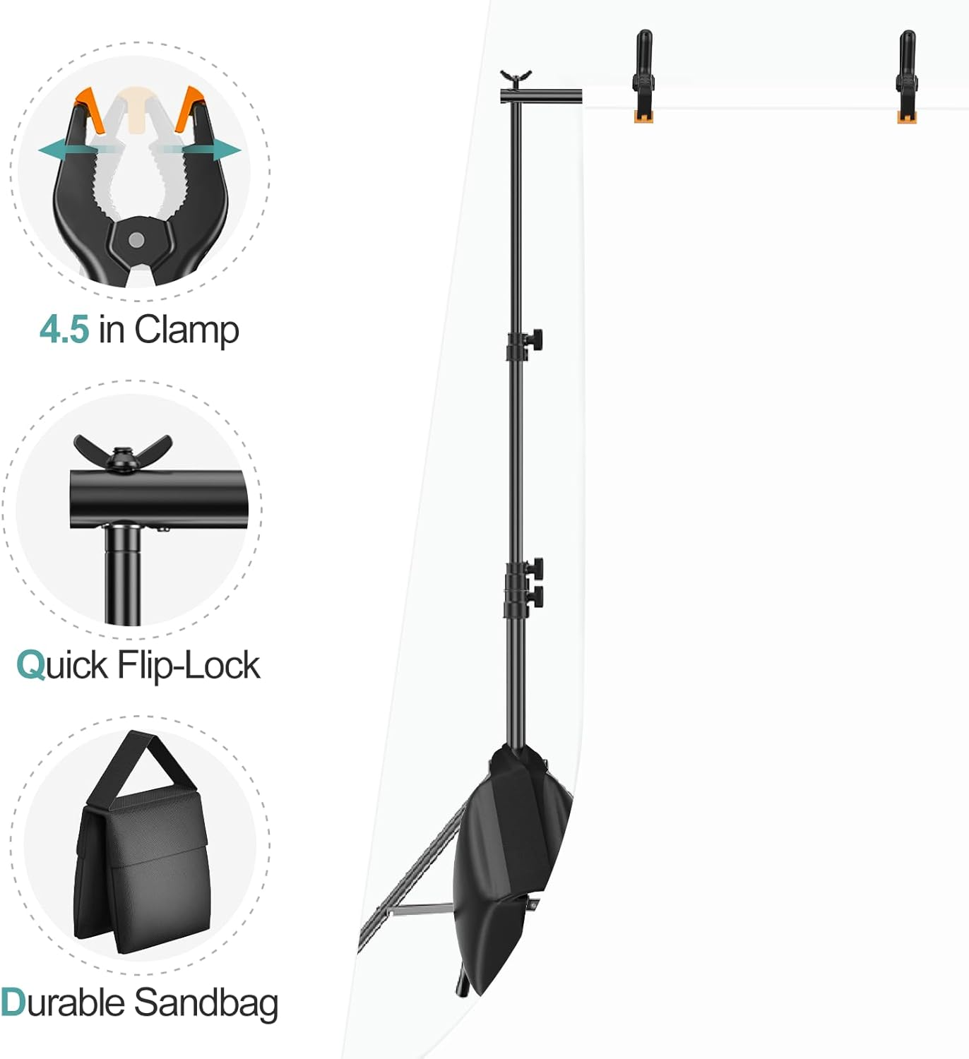 EMART Photo Backdrop Stand Kit 8.5X10Ft/2.6X3M Adjustable Photography Background Support System for Video Studio, Party Decoration, Back Drop Holder Frame image number 3