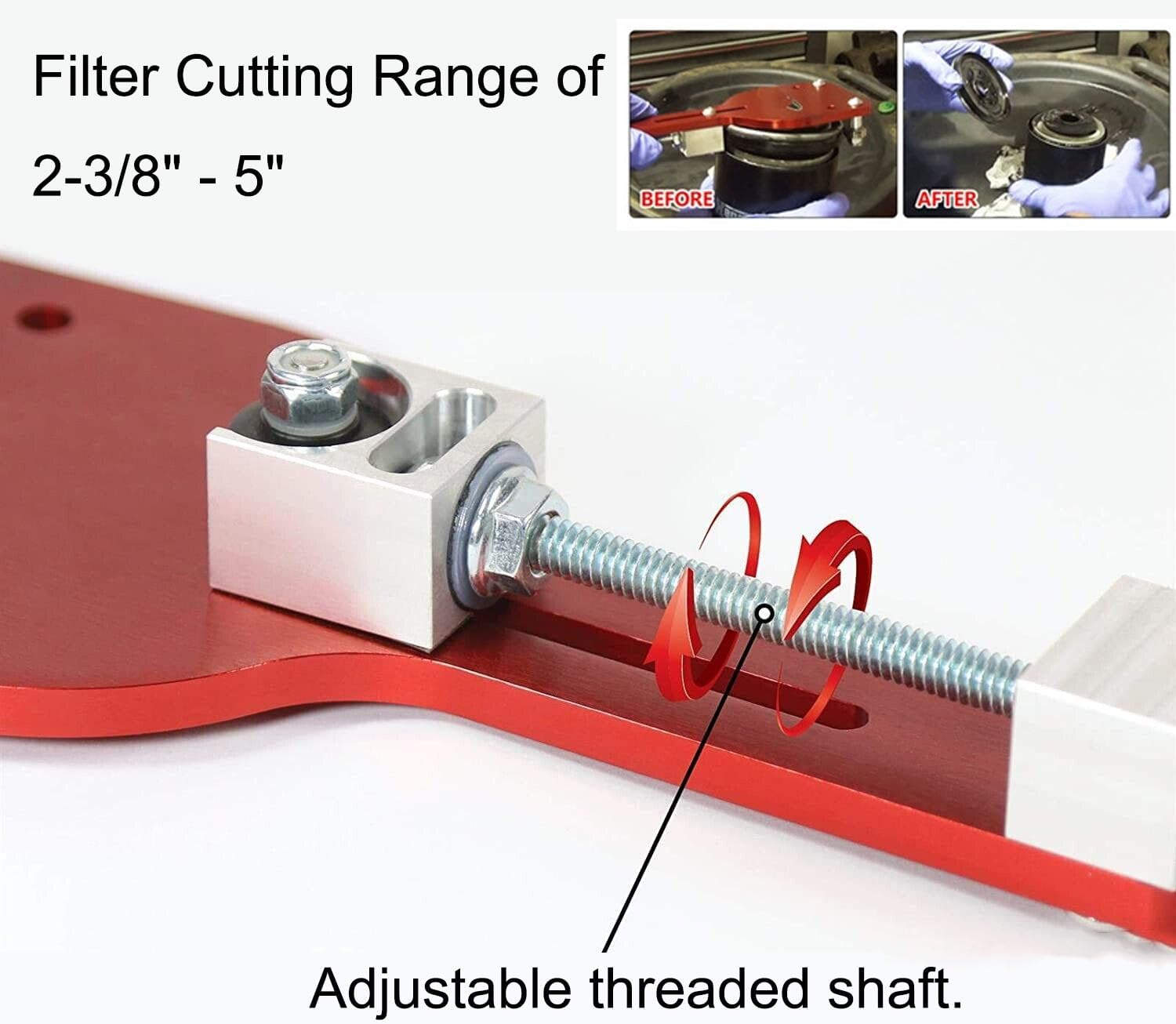 MOCW 77750 Oil Filter Cutter Billet Aluminum Universal Oil Filter Cutter Tool 2-3/8" - 5" Cutting Range