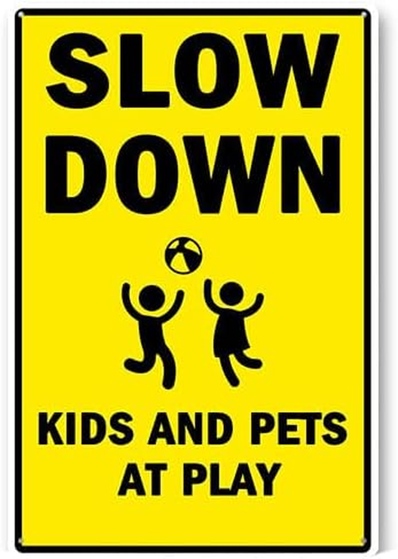 Slow down Sign, Child Crossing Sign, at Play Safety Sign for Street, Child Safety Caution Signs,School and Neighborhoods Sign 2Pcs.
