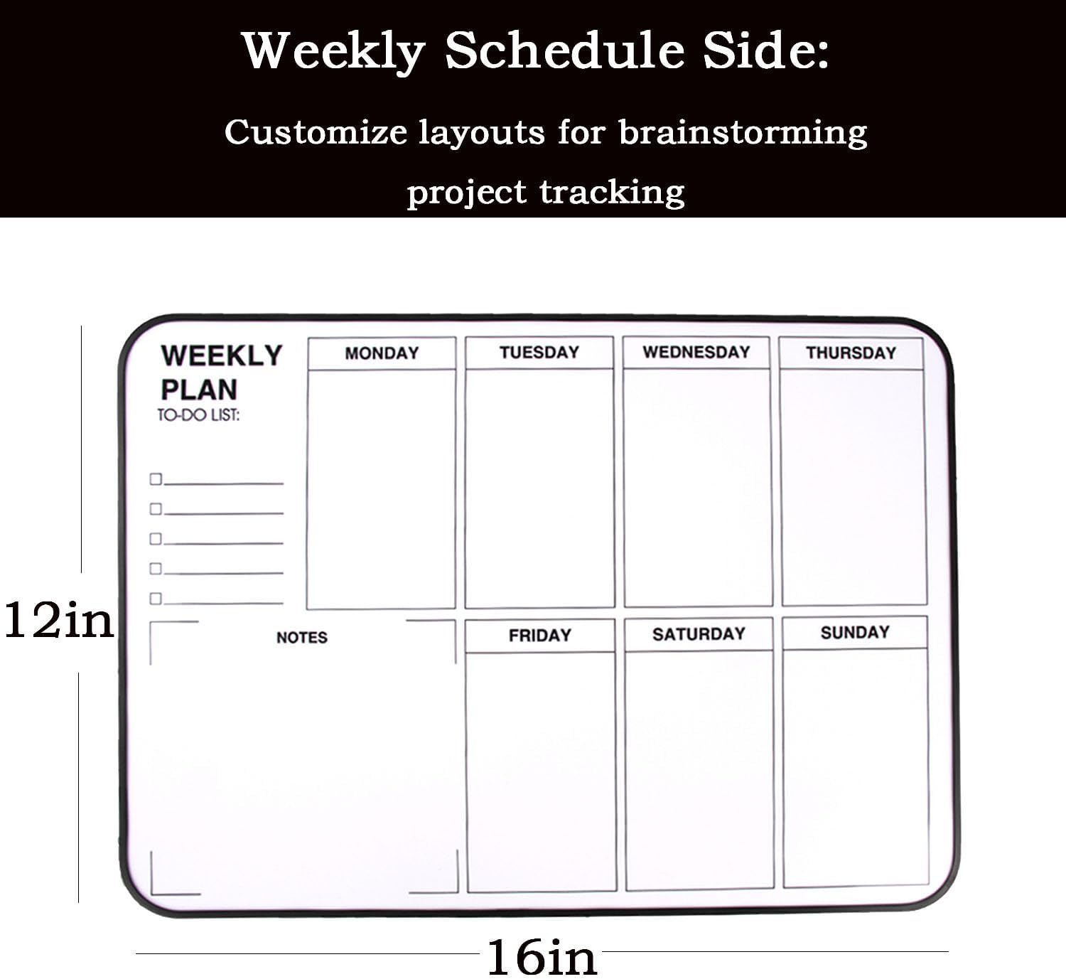 Double Sided Weekly Dry Erase Board with Stand - 16"X12" Double-Sided Magnetic Whiteboard Dry Erase Calendar with Stand for and Desktop, Portable Calendar Whiteboard for Drawing image number 1