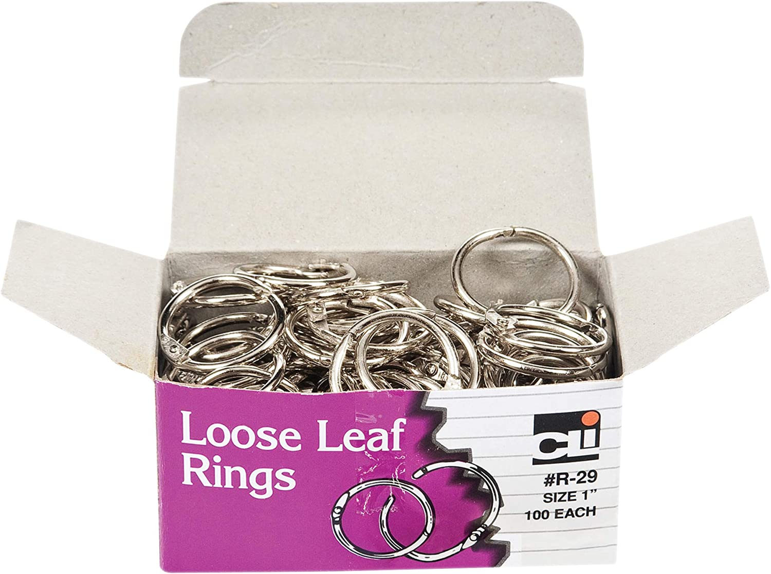 Charles Leonard Multipurpose Loose Leaf Book Rings with Snap Closure, 3&rdquo; Diameter, 10-Rings, Silver (R79) - 100/Box, 0.50 Inch Diameter