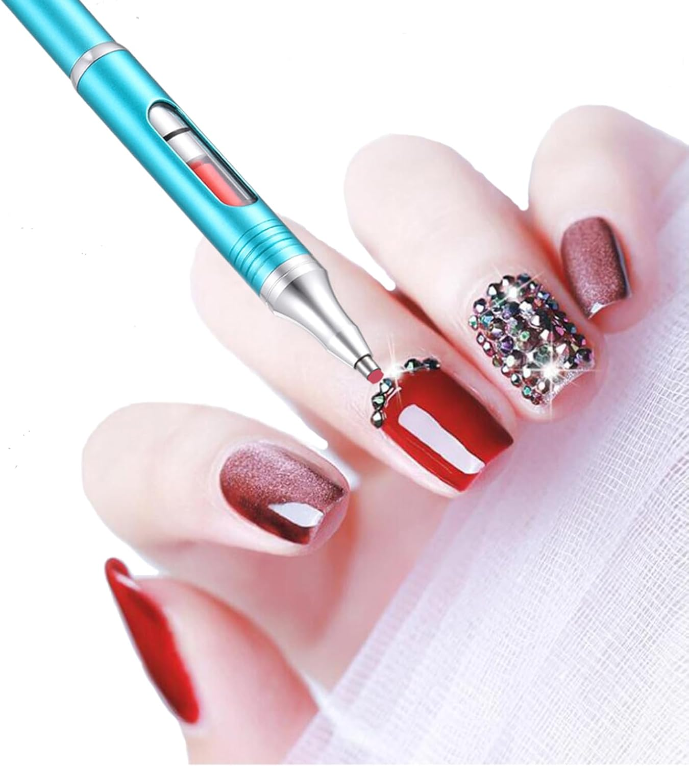 Diamond Art Pen Refillable Wax Pen for Diamond Painting, Metal 5D Diamonds Art Accessories Pens with a Multi Placer, Blue image number 5