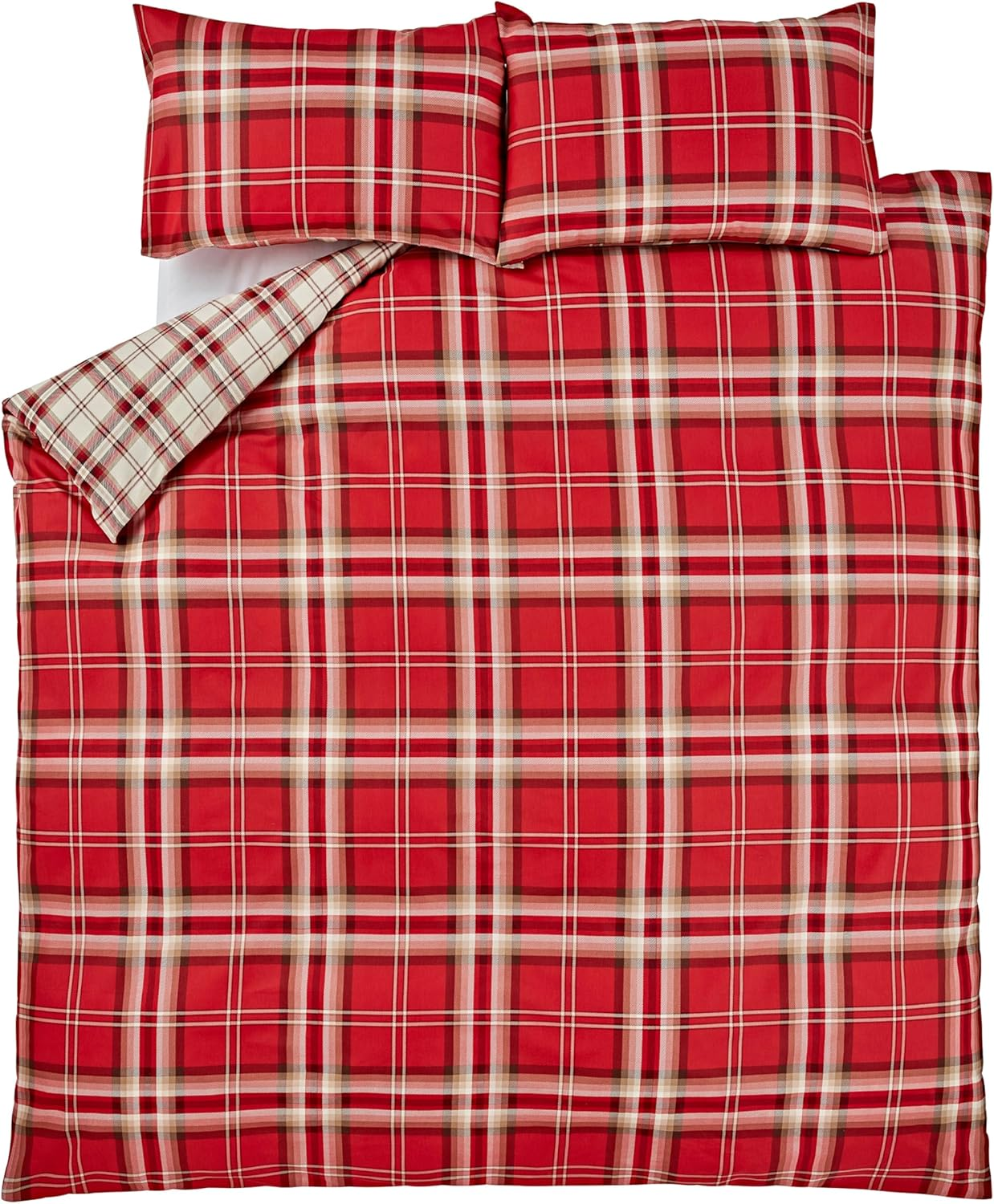 Catherine Lansfield Kelso Check Reversible King Duvet Cover Set with Pillowcases Red image number 3