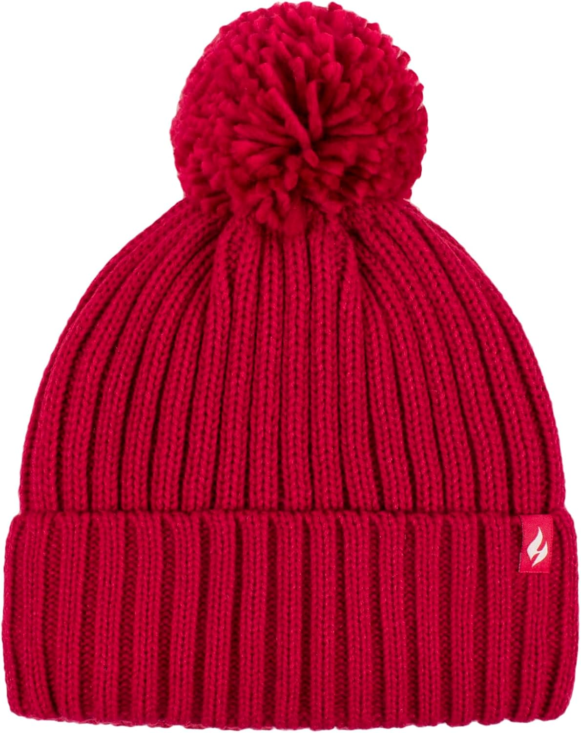 HEAT HOLDERS | Sockshop | Ladies Arden Thermal Ribbed Pom Pom Turn over Beanie | Winter Warmth | Women'S One Size Fits Most | Cerise image number 4