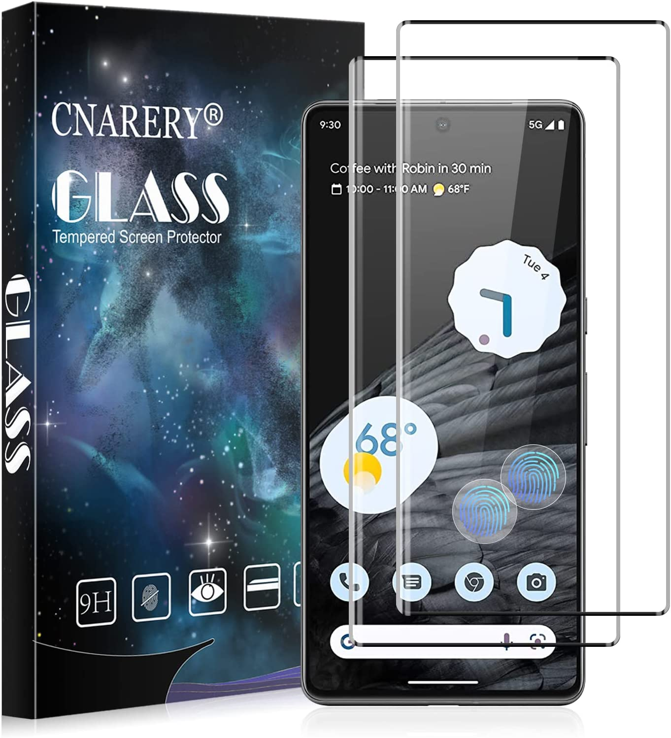 Cnarery Screen Protector for Google Pixel 7 Pro, 2 Pack Fingerprint Support Unlock Tempered Glass [Easy Installation] [Bubble Free] image number 3